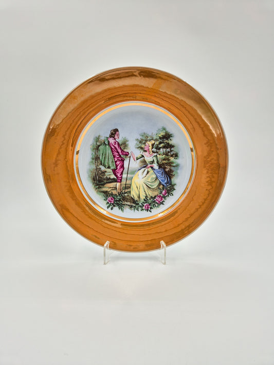 Vintage Arabia Romantic Decorative Plate with Gold Rim