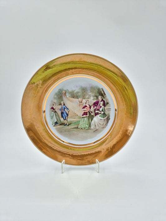 Vintage Arabia Romantic Decorative Plate with Gold Rim