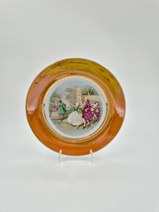 Vintage Arabia Romantic Decorative Plate with Gold Rim