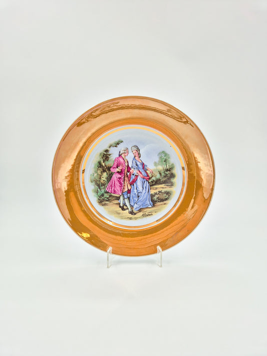 Vintage Arabia Romantic Decorative Plate with Gold Rim