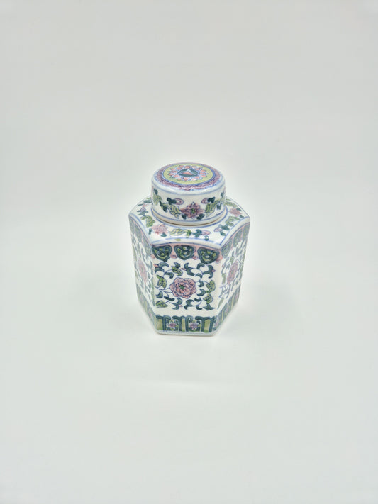 Vintage Chinese Porcelain Tea Jar with Lid