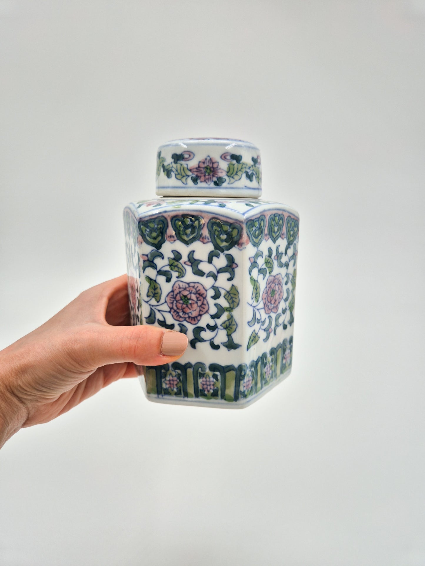 Vintage Chinese Porcelain Tea Jar with Lid