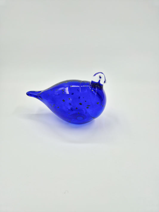 Espoon Taidelasi Glass Bird – Vintage Finnish Art Glass Sculpture – Dark Blue Hand Blown Glass Bird Figurine