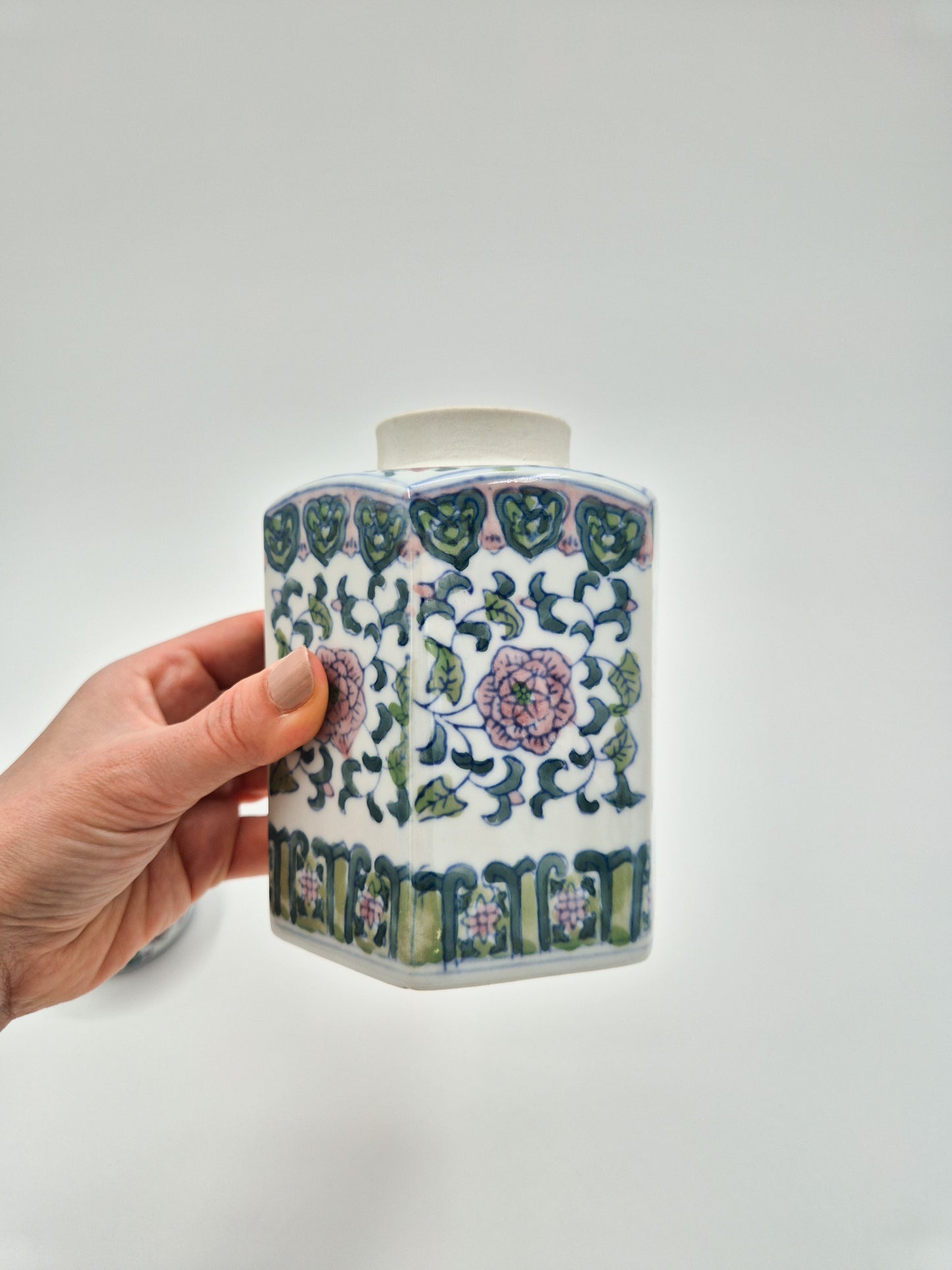 Vintage Chinese Porcelain Tea Jar with Lid