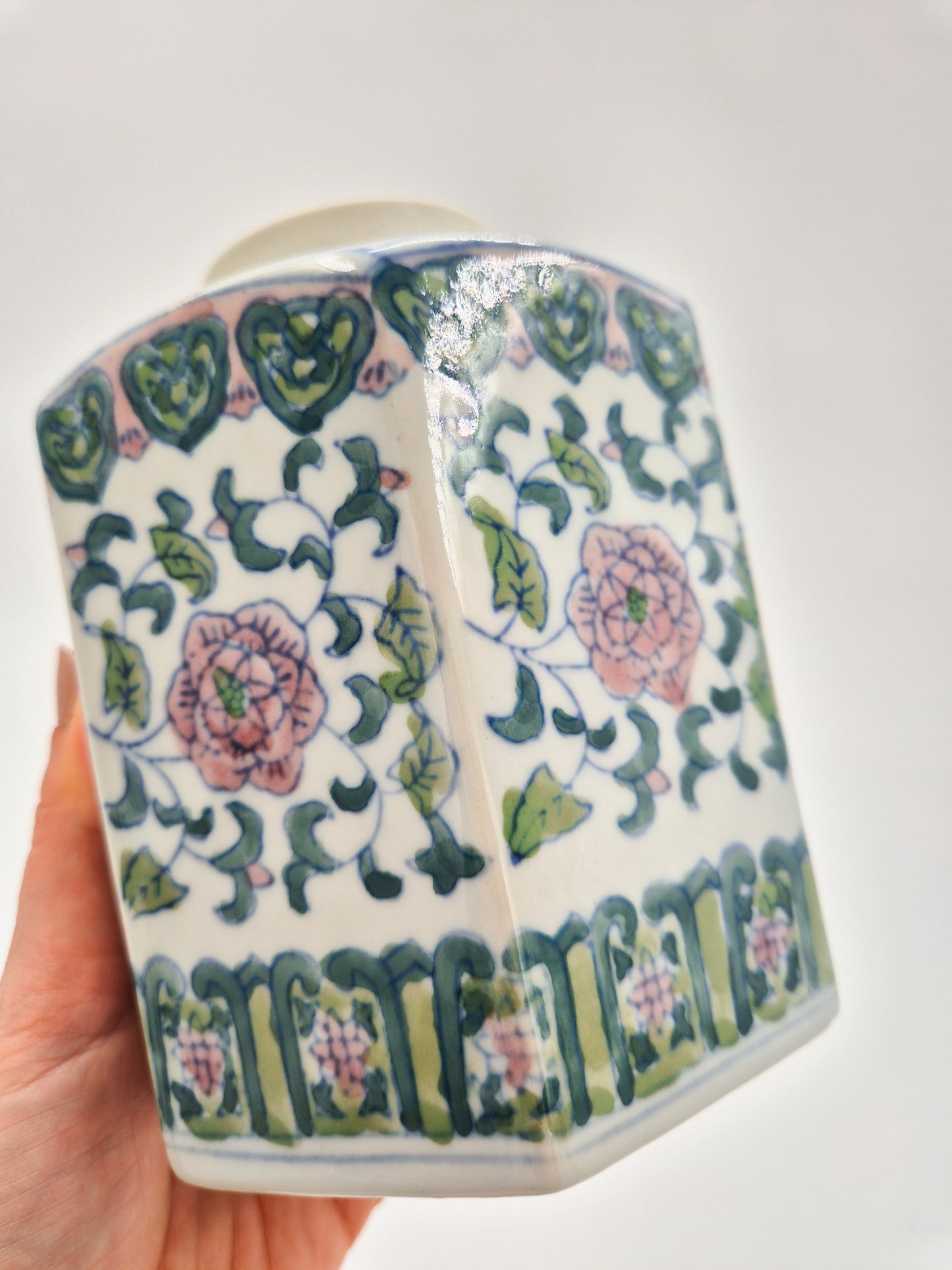 Vintage Chinese Porcelain Tea Jar with Lid
