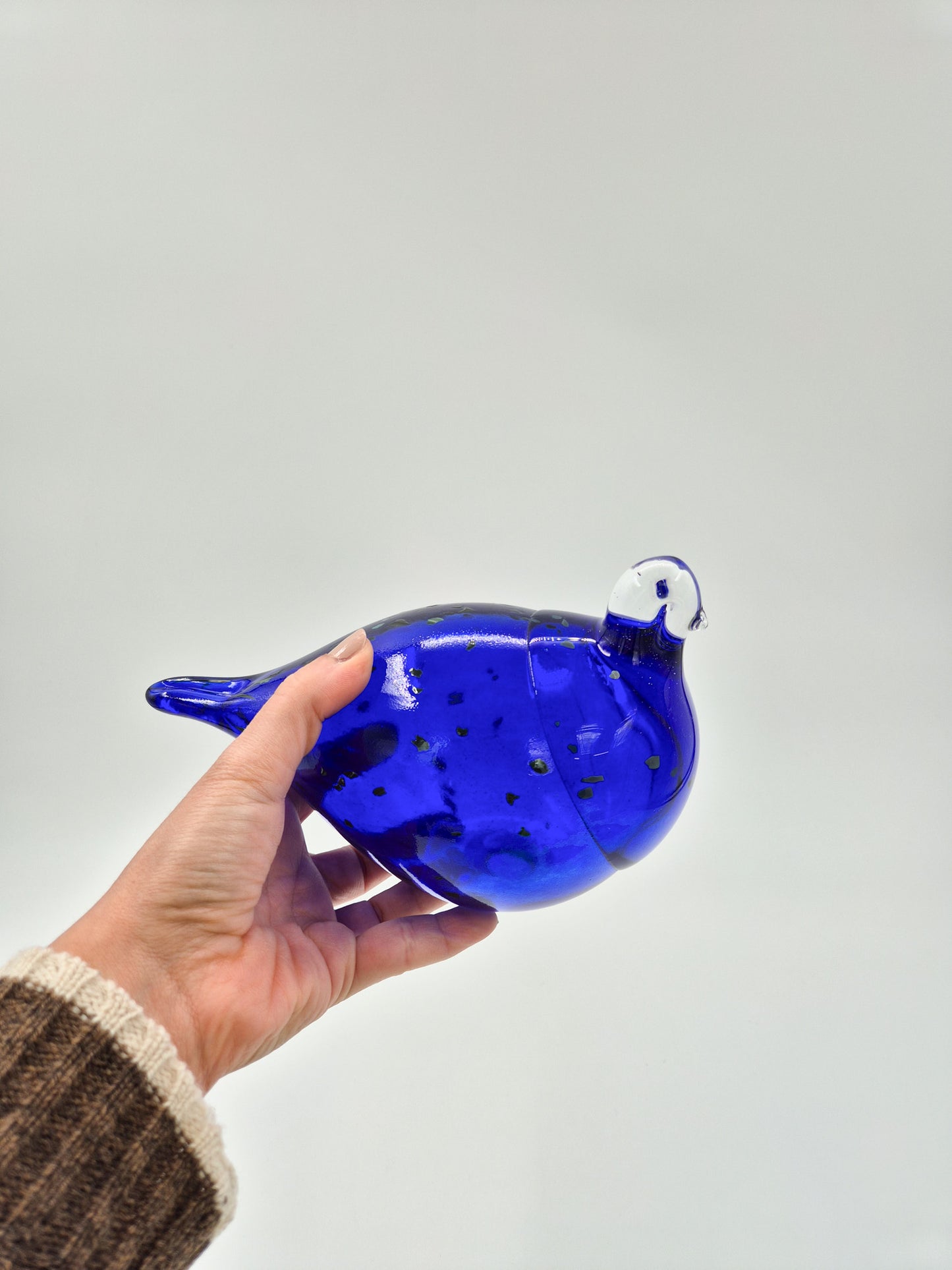 Espoon Taidelasi Glass Bird – Vintage Finnish Art Glass Sculpture – Dark Blue Hand Blown Glass Bird Figurine