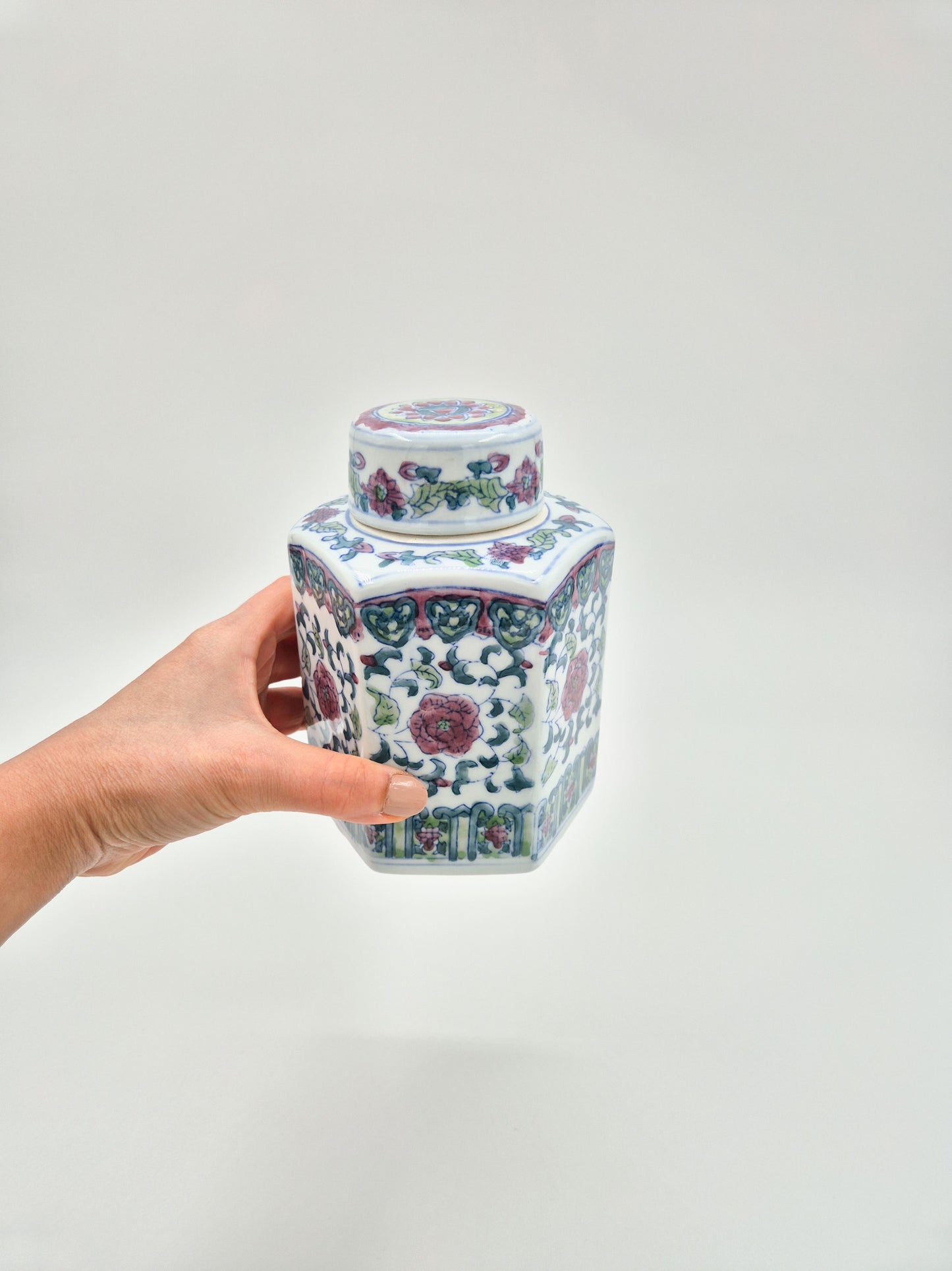 Vintage Chinese Porcelain Tea Jar with Lid