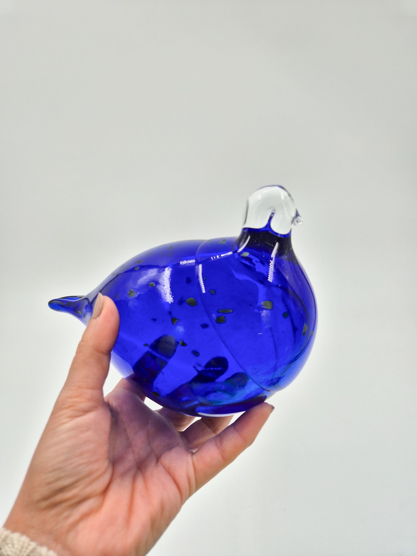 Espoon Taidelasi Glass Bird – Vintage Finnish Art Glass Sculpture – Dark Blue Hand Blown Glass Bird Figurine