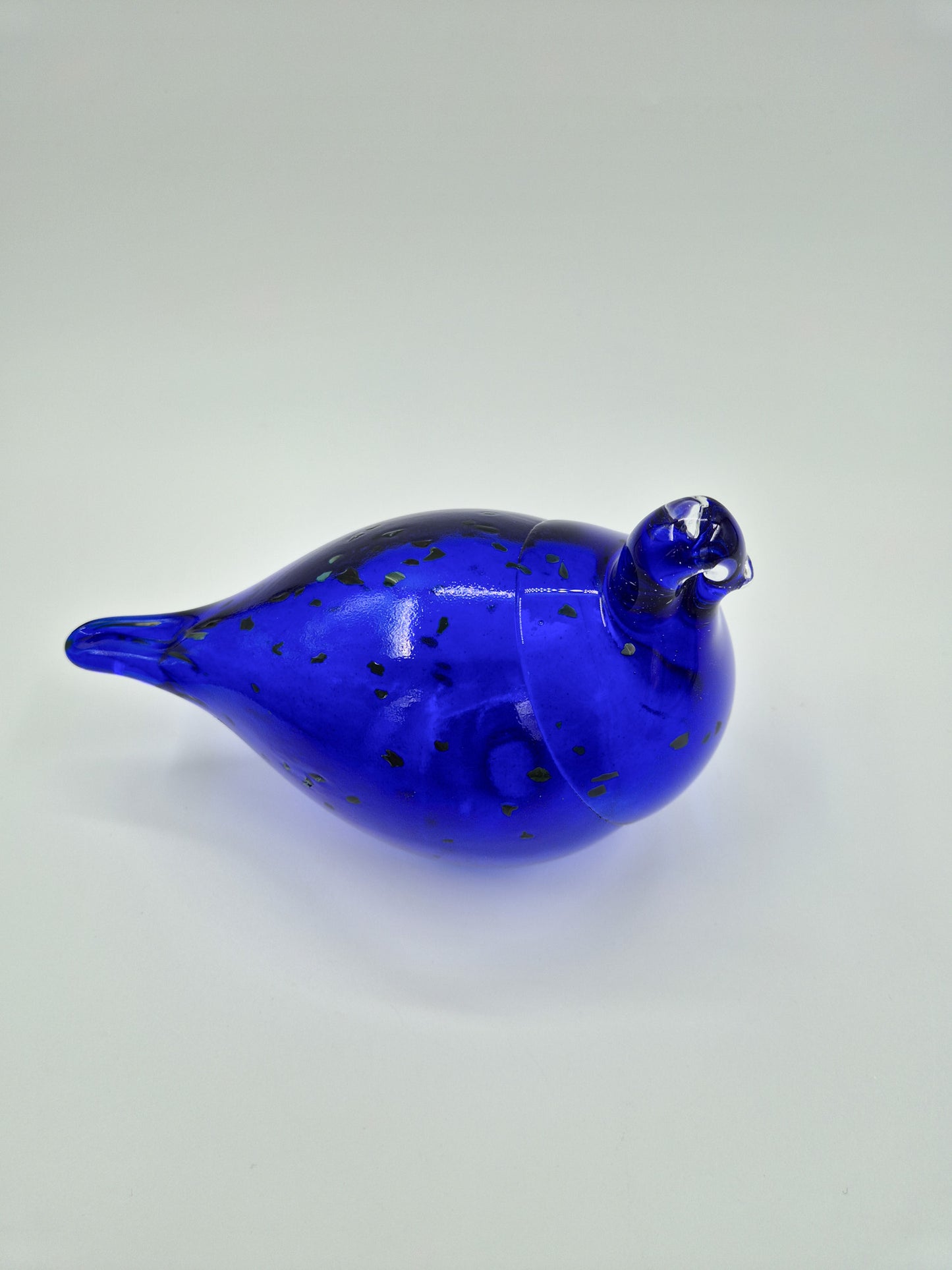 Espoon Taidelasi Glass Bird – Vintage Finnish Art Glass Sculpture – Dark Blue Hand Blown Glass Bird Figurine