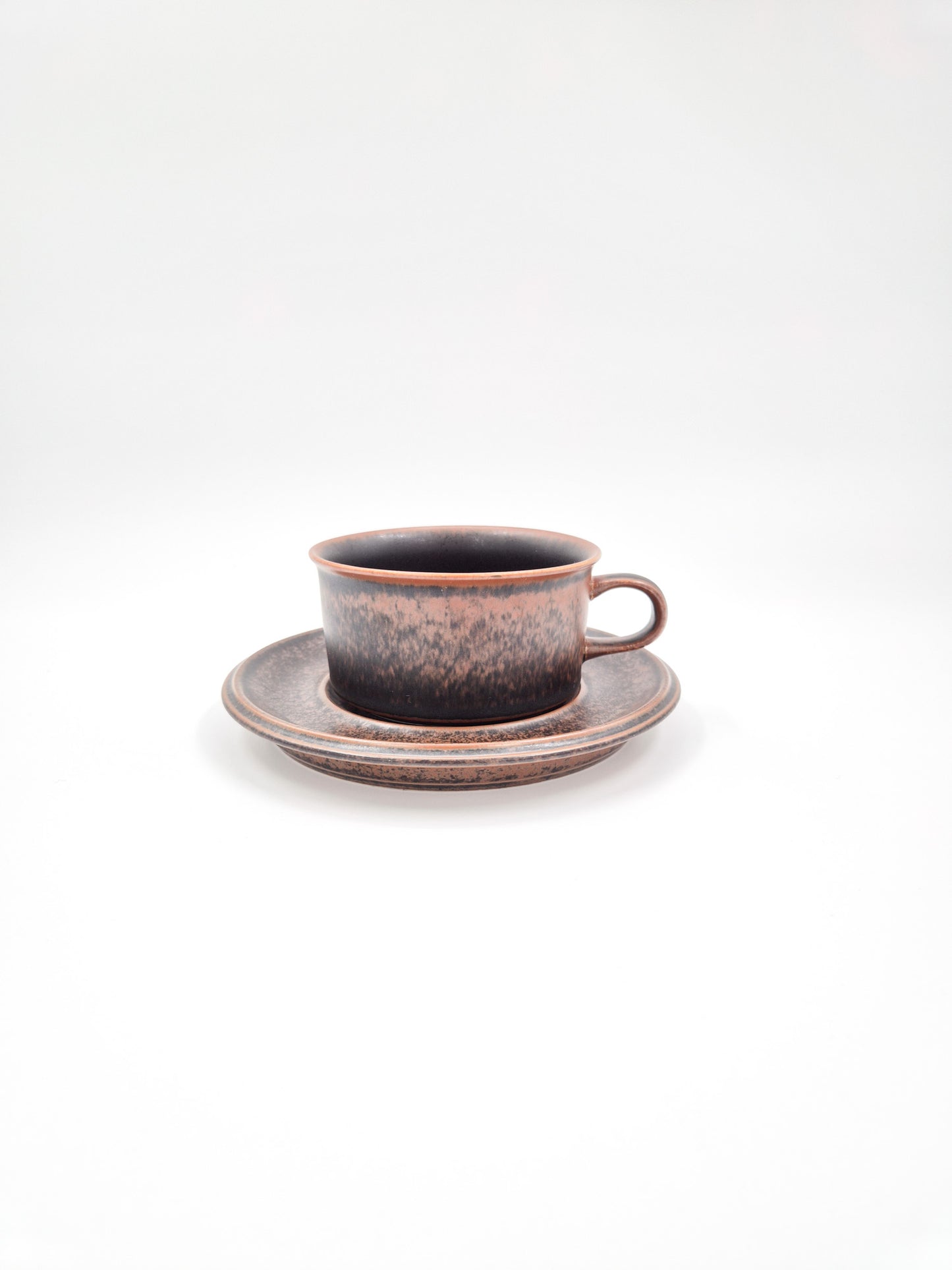 Vintage Arabia Finland Tea Cup and Saucer – Rustic Brown Nordic Stoneware