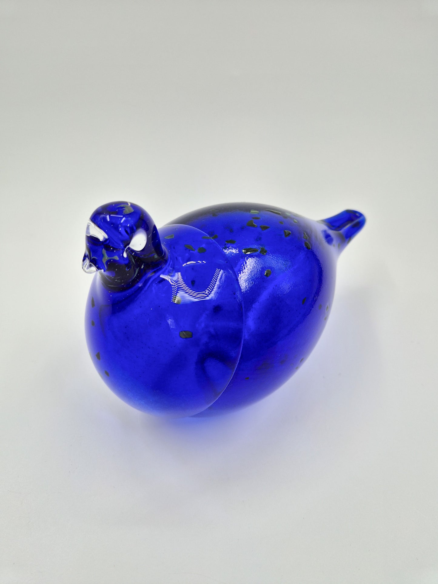 Espoon Taidelasi Glass Bird – Vintage Finnish Art Glass Sculpture – Dark Blue Hand Blown Glass Bird Figurine