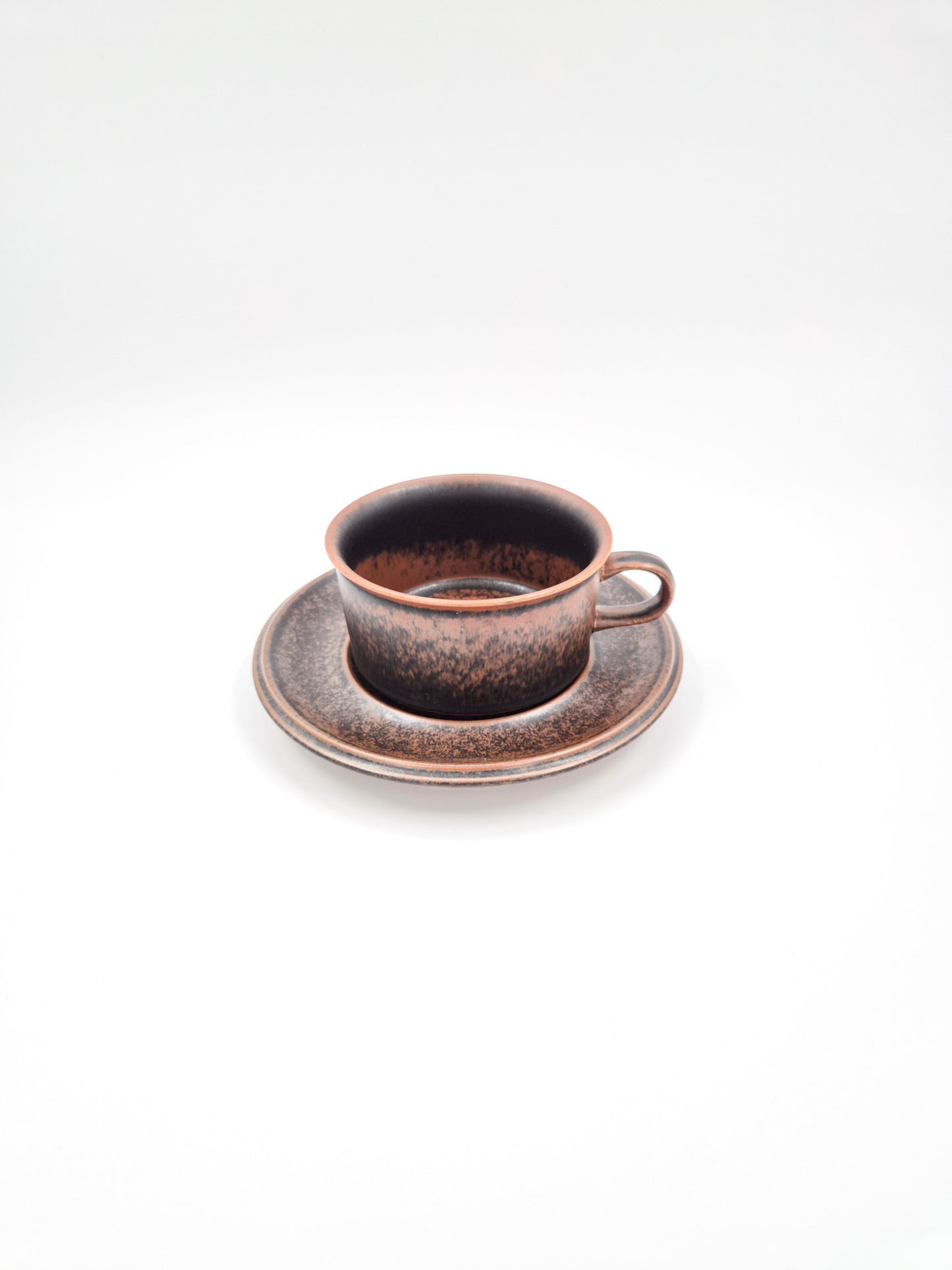 Vintage Arabia Finland Tea Cup and Saucer – Rustic Brown Nordic Stoneware