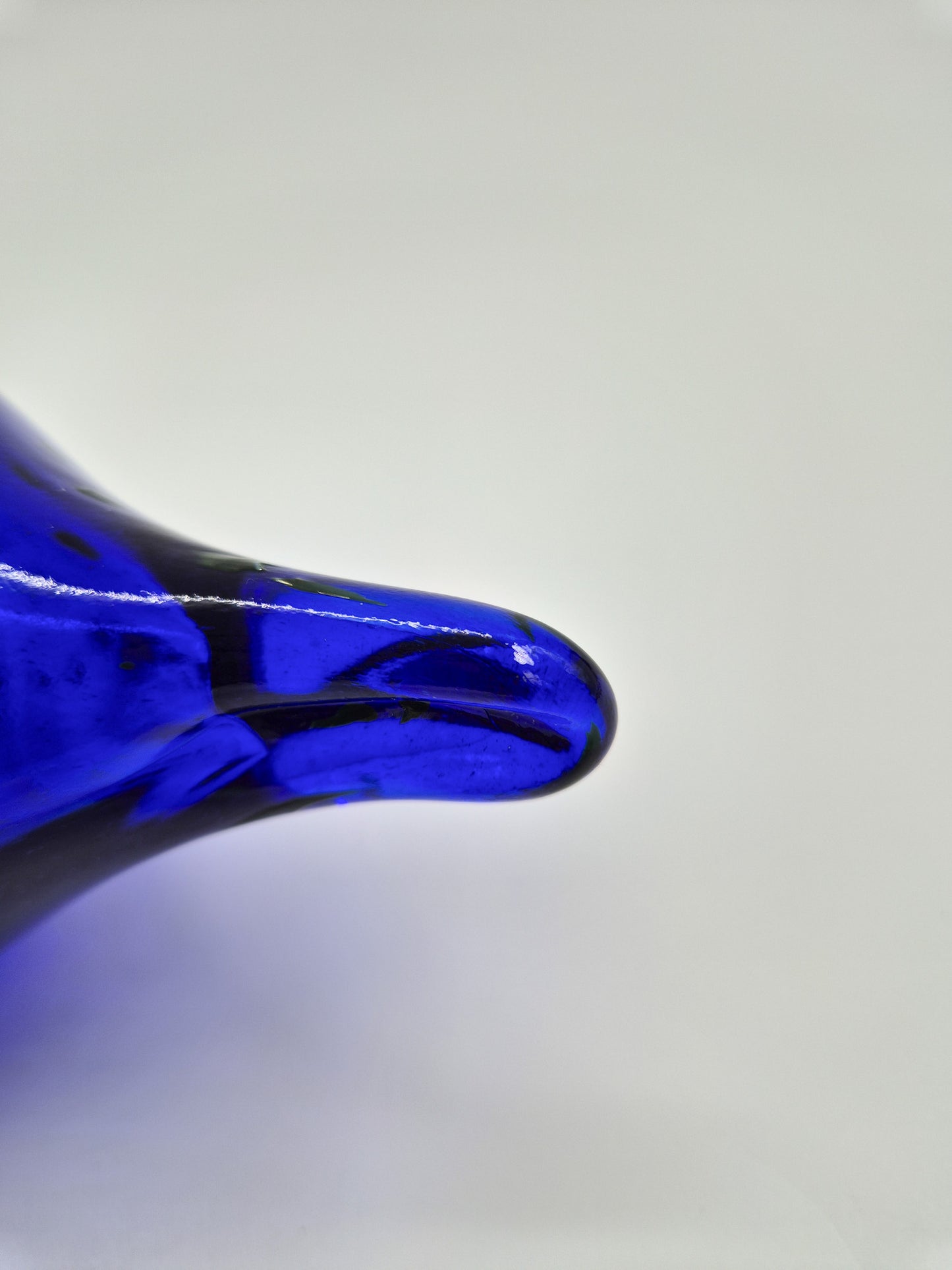 Espoon Taidelasi Glass Bird – Vintage Finnish Art Glass Sculpture – Dark Blue Hand Blown Glass Bird Figurine