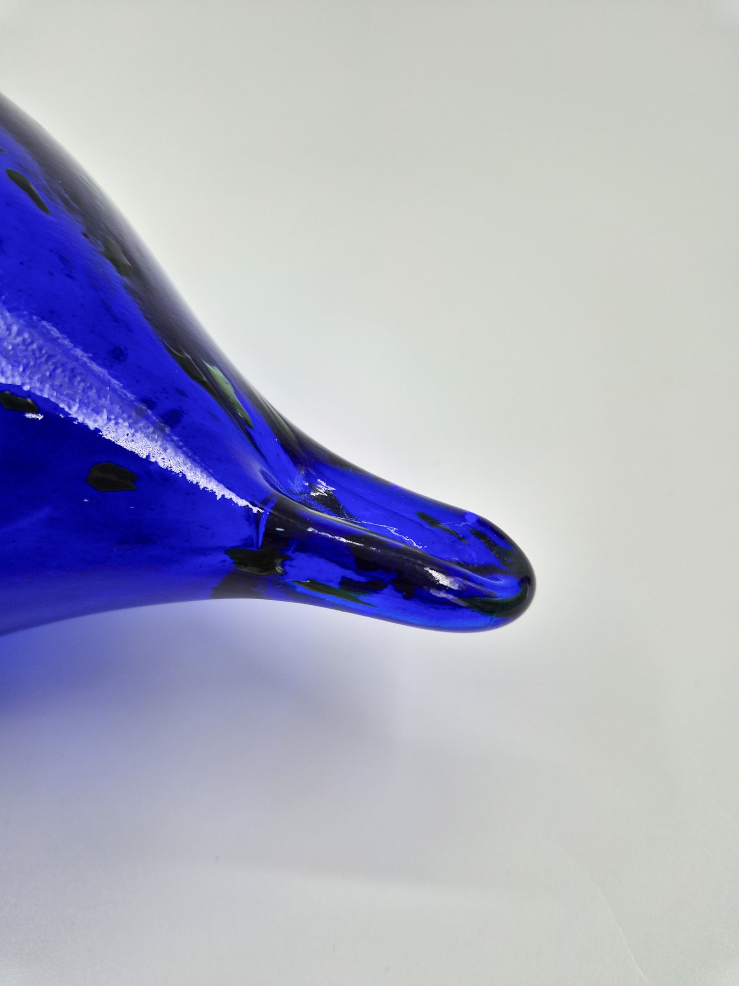 Espoon Taidelasi Glass Bird – Vintage Finnish Art Glass Sculpture – Dark Blue Hand Blown Glass Bird Figurine