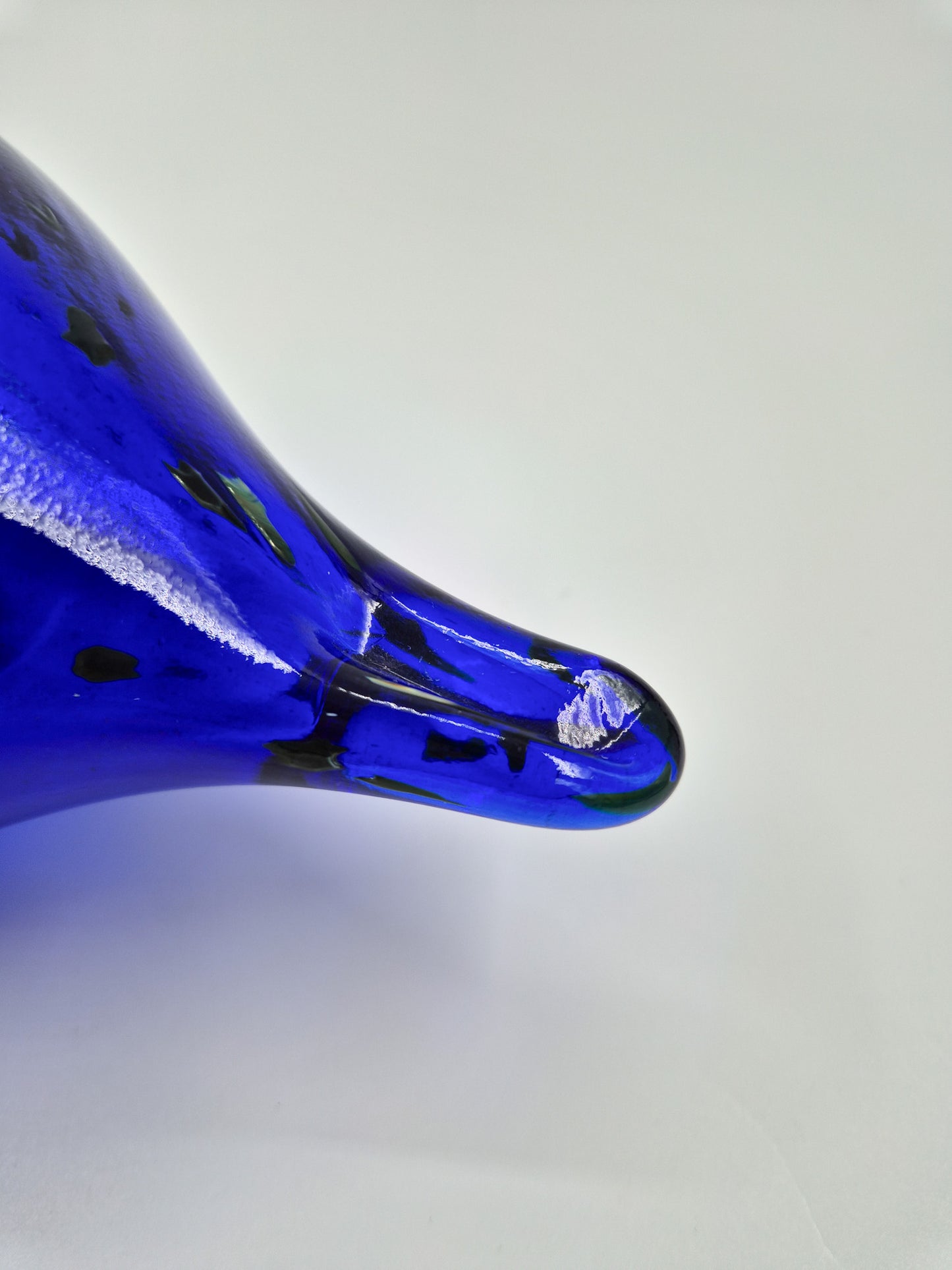Espoon Taidelasi Glass Bird – Vintage Finnish Art Glass Sculpture – Dark Blue Hand Blown Glass Bird Figurine