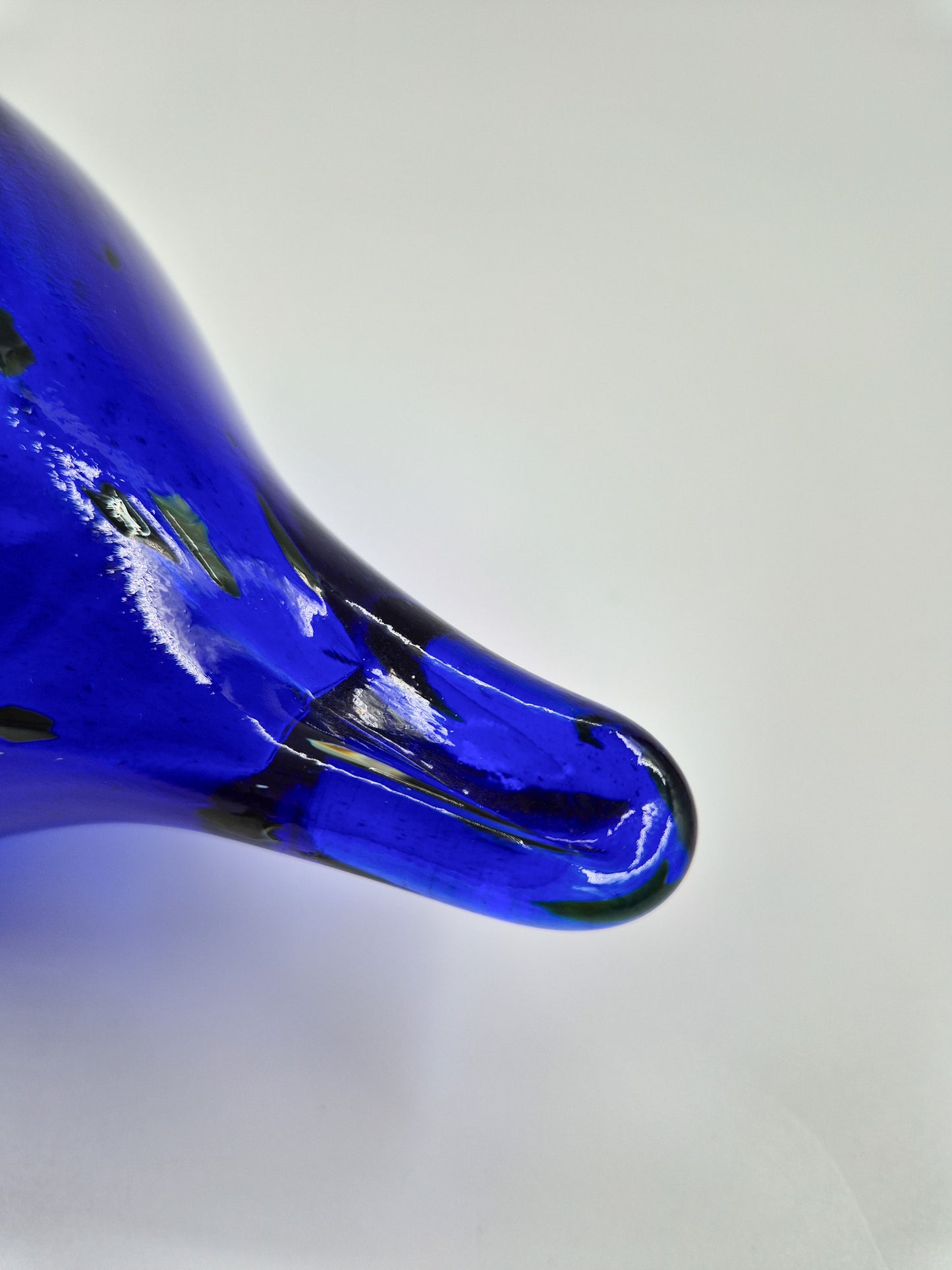 Espoon Taidelasi Glass Bird – Vintage Finnish Art Glass Sculpture – Dark Blue Hand Blown Glass Bird Figurine