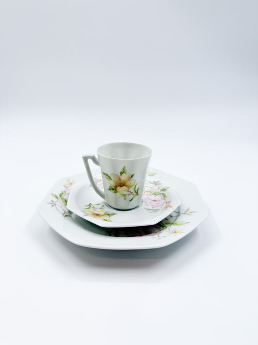 Limoges Porcelain Coffee Cup, Saucer & Dessert Plate