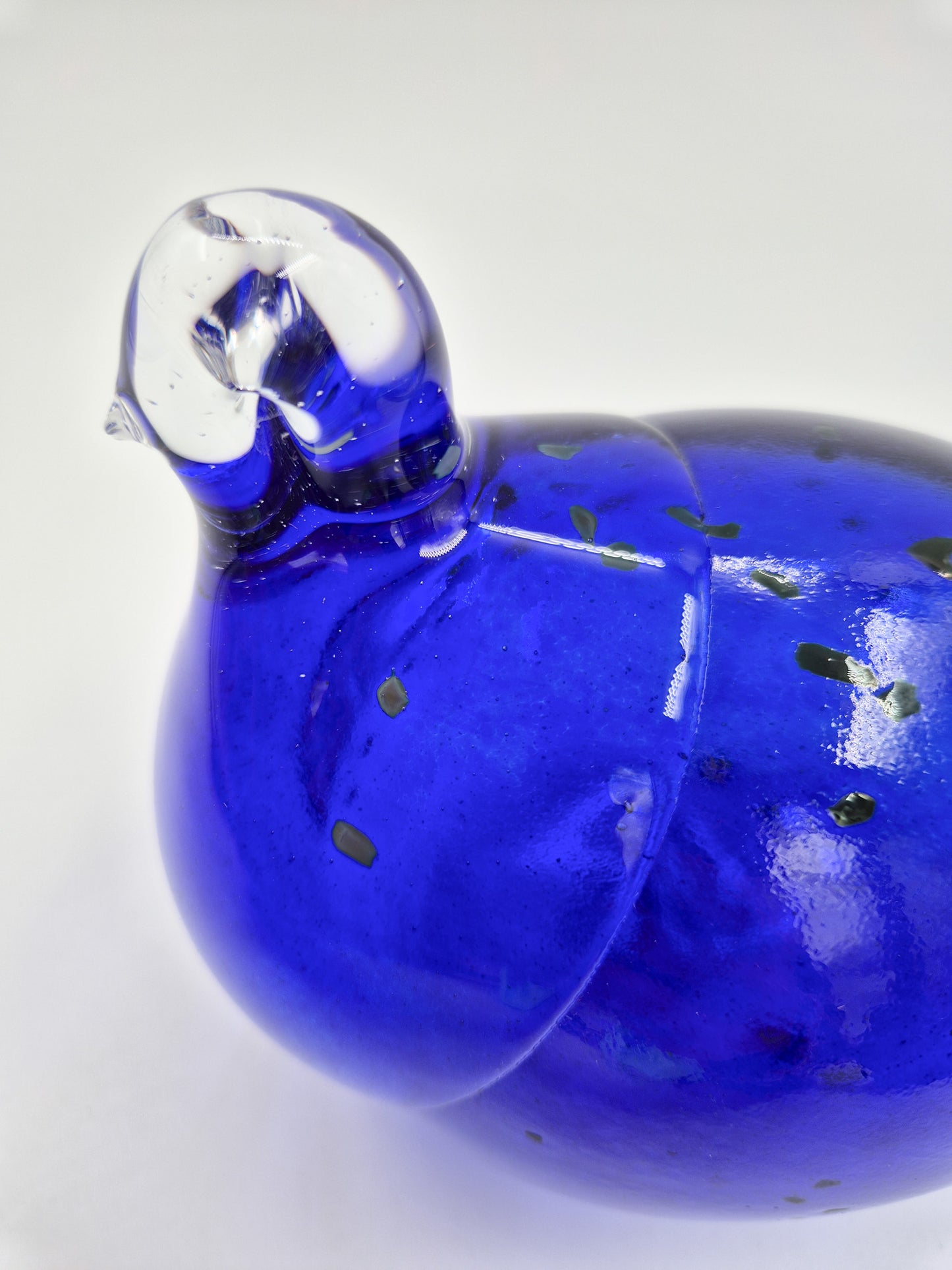 Espoon Taidelasi Glass Bird – Vintage Finnish Art Glass Sculpture – Dark Blue Hand Blown Glass Bird Figurine