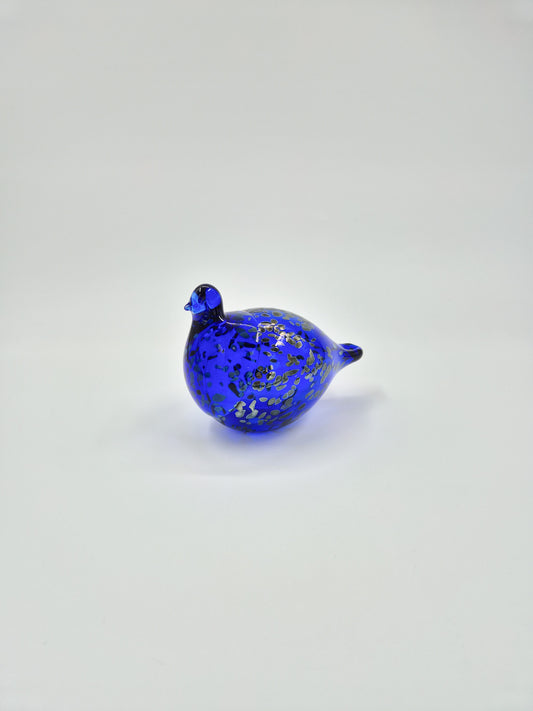 Espoon Taidelasi Glass Bird – Vintage Finnish Art Glass Sculpture – Dark Blue Hand Blown Glass Bird Figurine