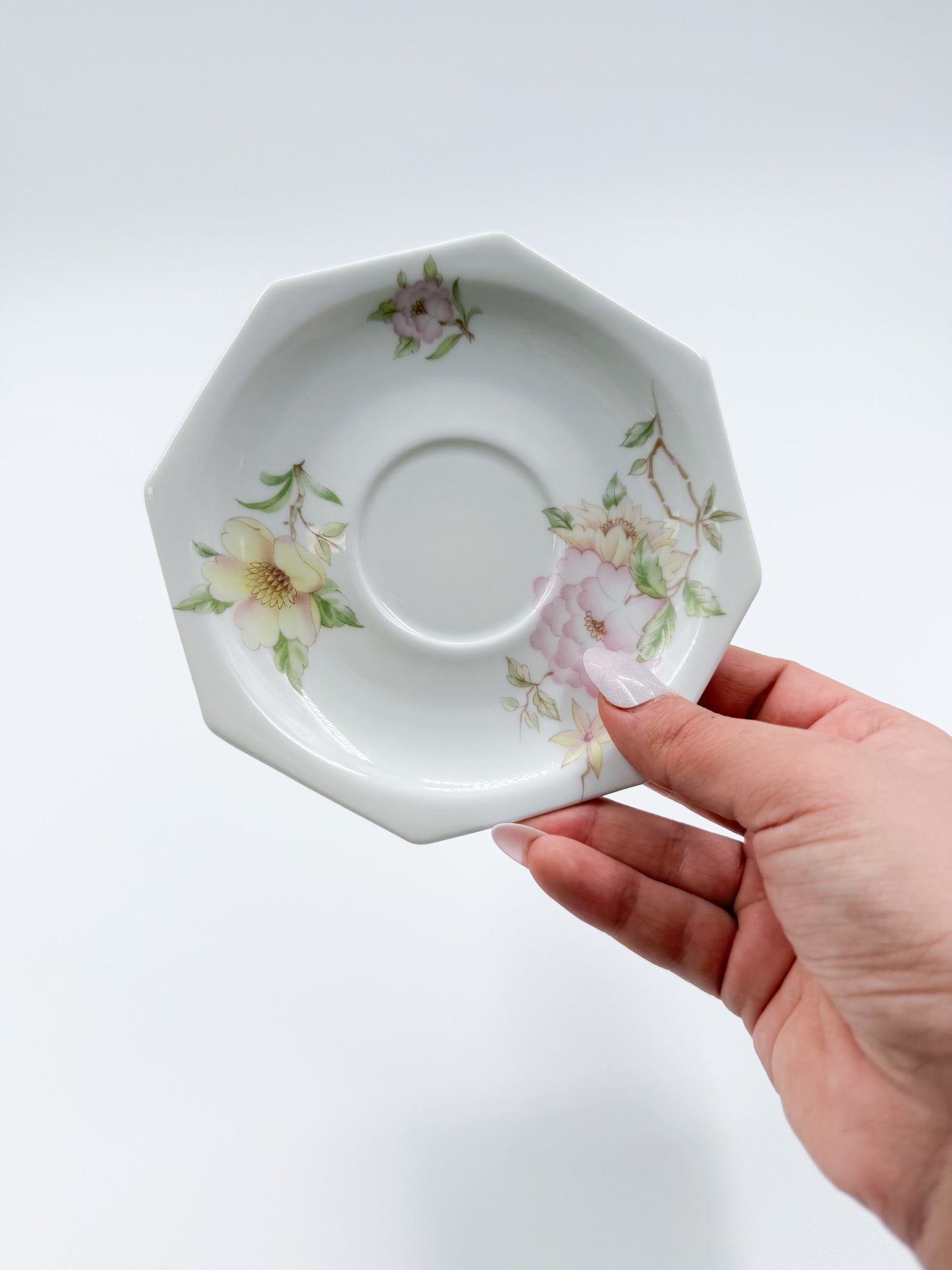 Limoges porseleinen koffiekopje, schoteltje en dessertbord