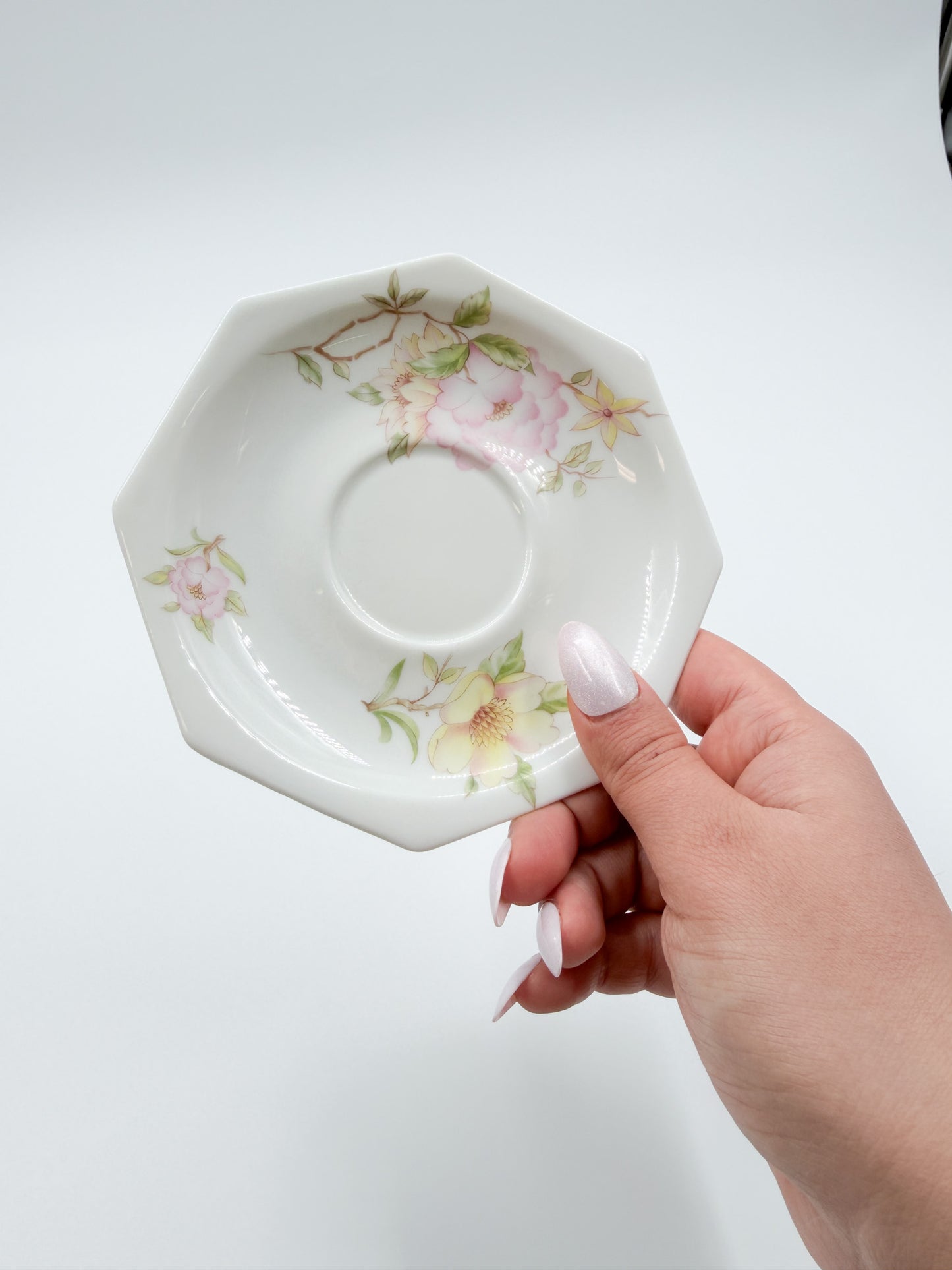 Limoges porseleinen koffiekopje, schoteltje en dessertbord