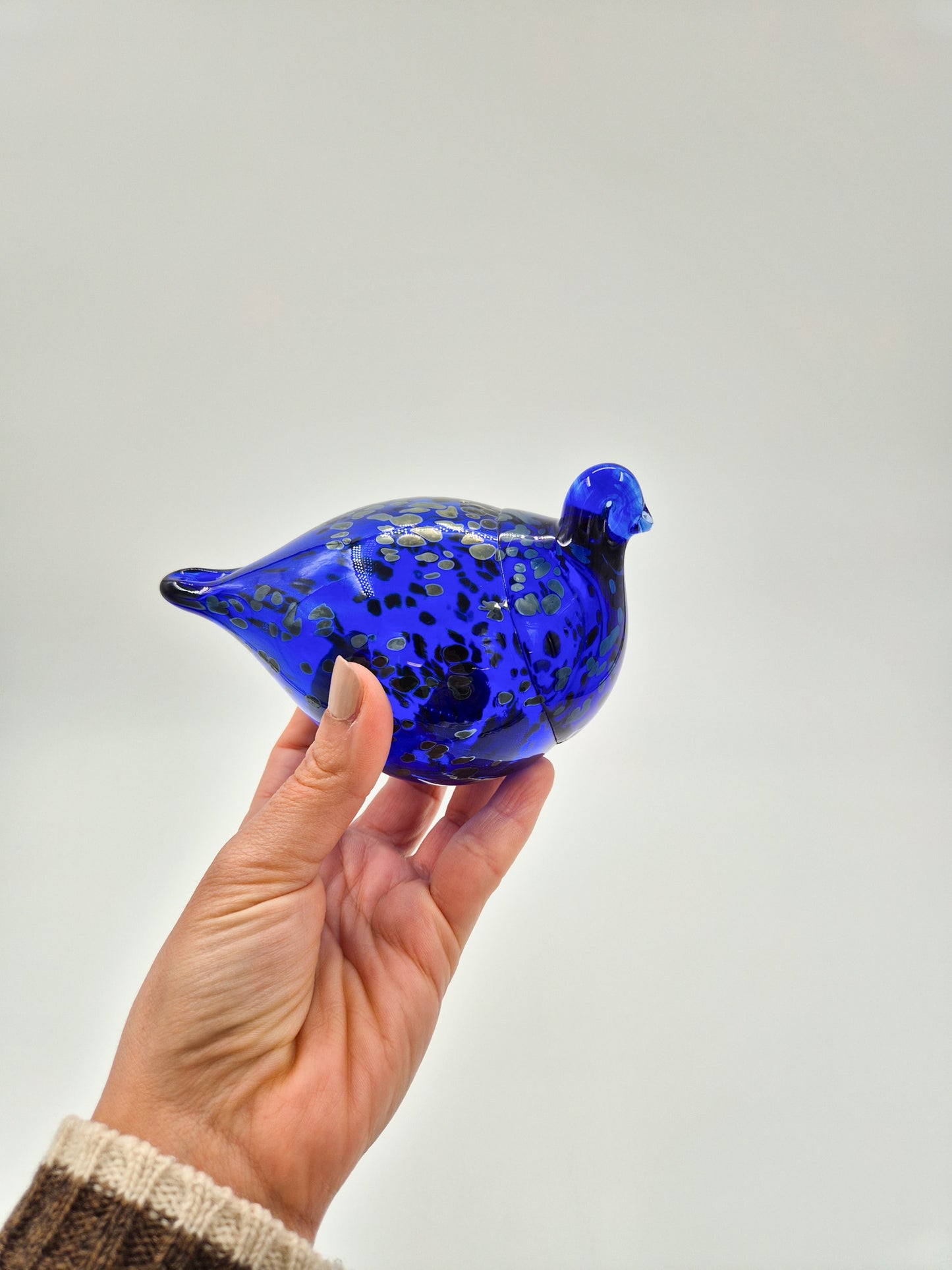 Espoon Taidelasi Glass Bird – Vintage Finnish Art Glass Sculpture – Dark Blue Hand Blown Glass Bird Figurine