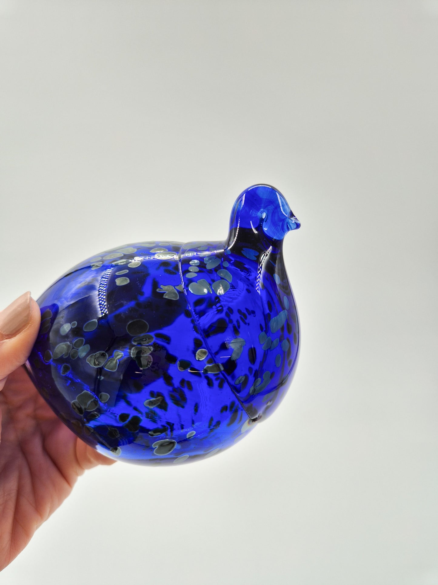 Espoon Taidelasi Glass Bird – Vintage Finnish Art Glass Sculpture – Dark Blue Hand Blown Glass Bird Figurine