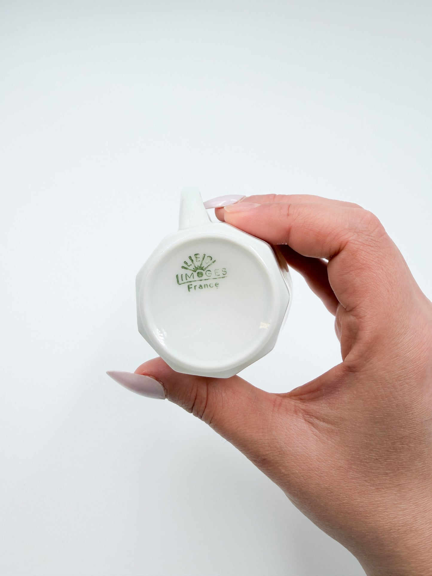 Limoges porseleinen koffiekopje, schoteltje en dessertbord