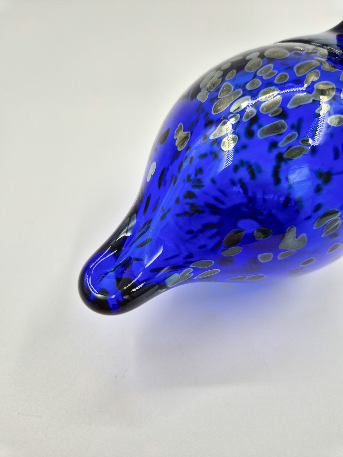 Espoon Taidelasi Glass Bird – Vintage Finnish Art Glass Sculpture – Dark Blue Hand Blown Glass Bird Figurine