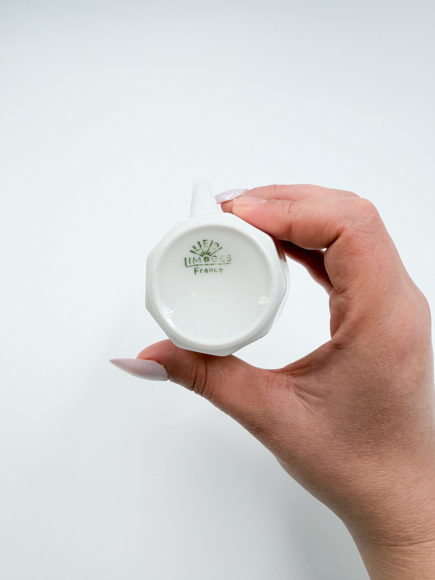 Limoges porseleinen koffiekopje, schoteltje en dessertbord