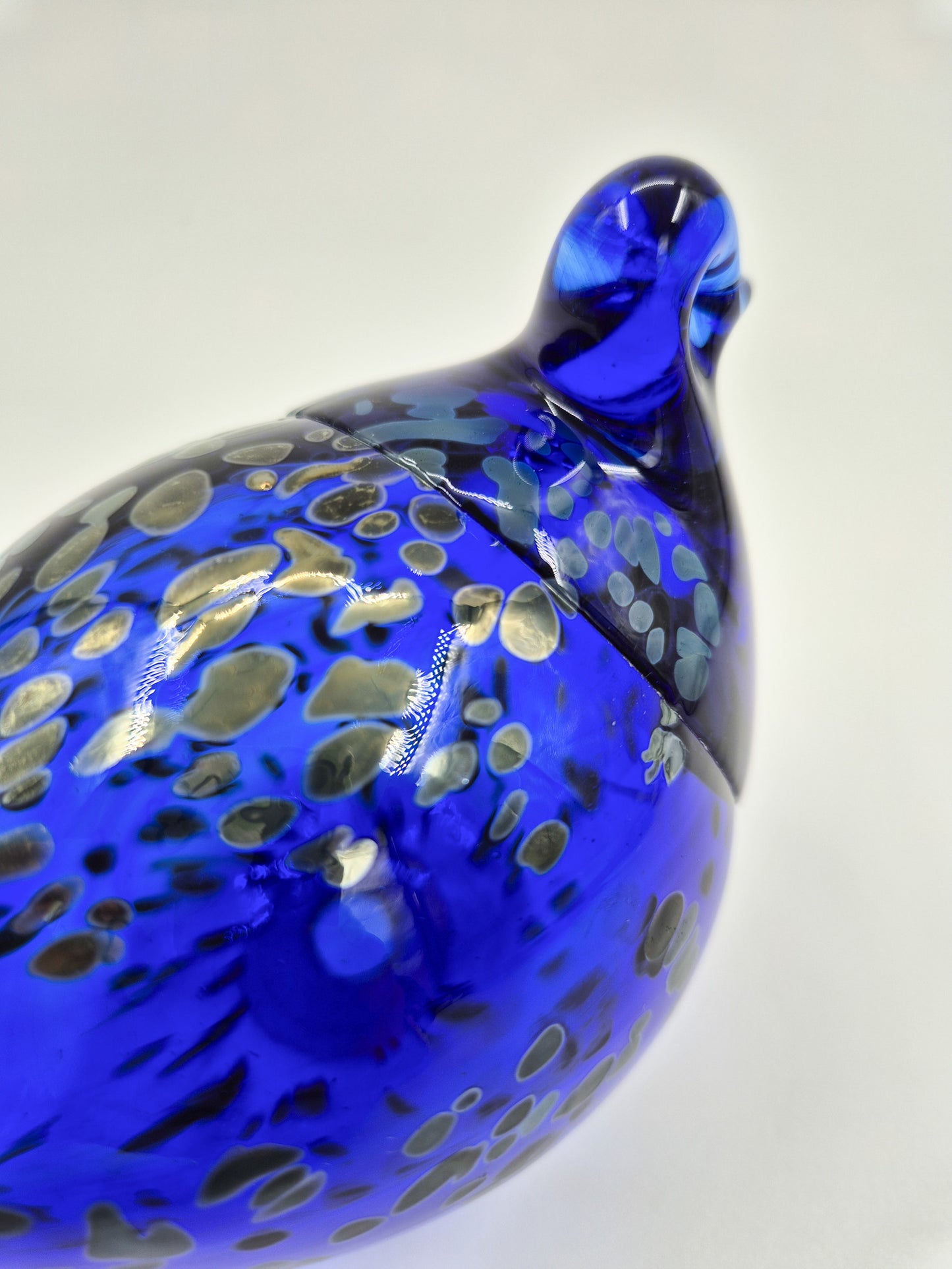 Espoon Taidelasi Glass Bird – Vintage Finnish Art Glass Sculpture – Dark Blue Hand Blown Glass Bird Figurine