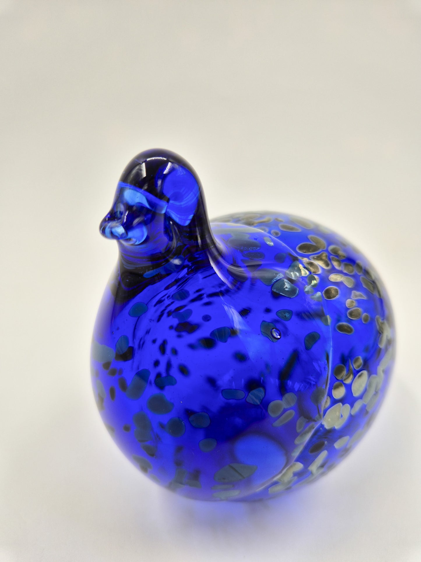 Espoon Taidelasi Glass Bird – Vintage Finnish Art Glass Sculpture – Dark Blue Hand Blown Glass Bird Figurine