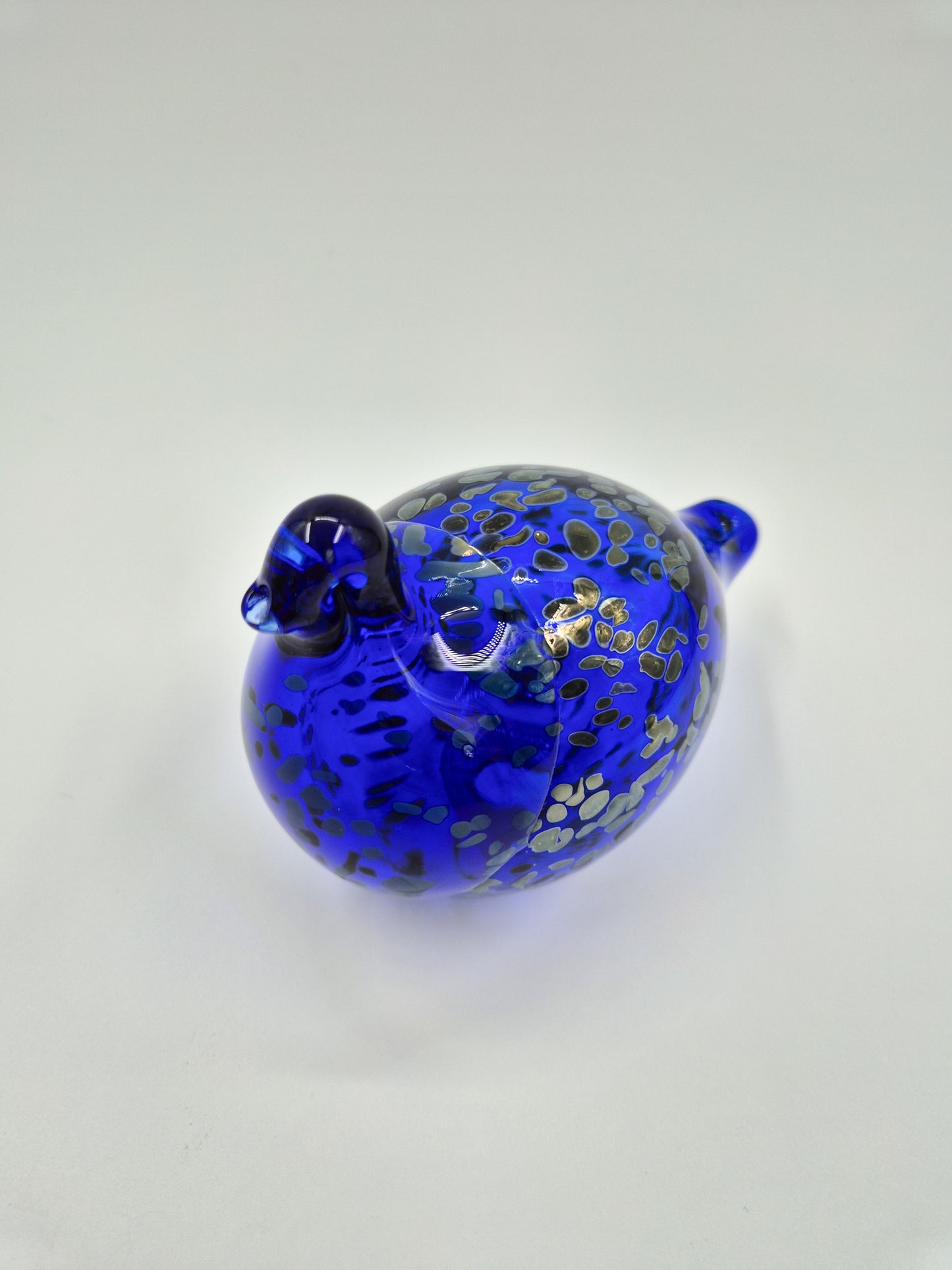 Espoon Taidelasi Glass Bird – Vintage Finnish Art Glass Sculpture – Dark Blue Hand Blown Glass Bird Figurine