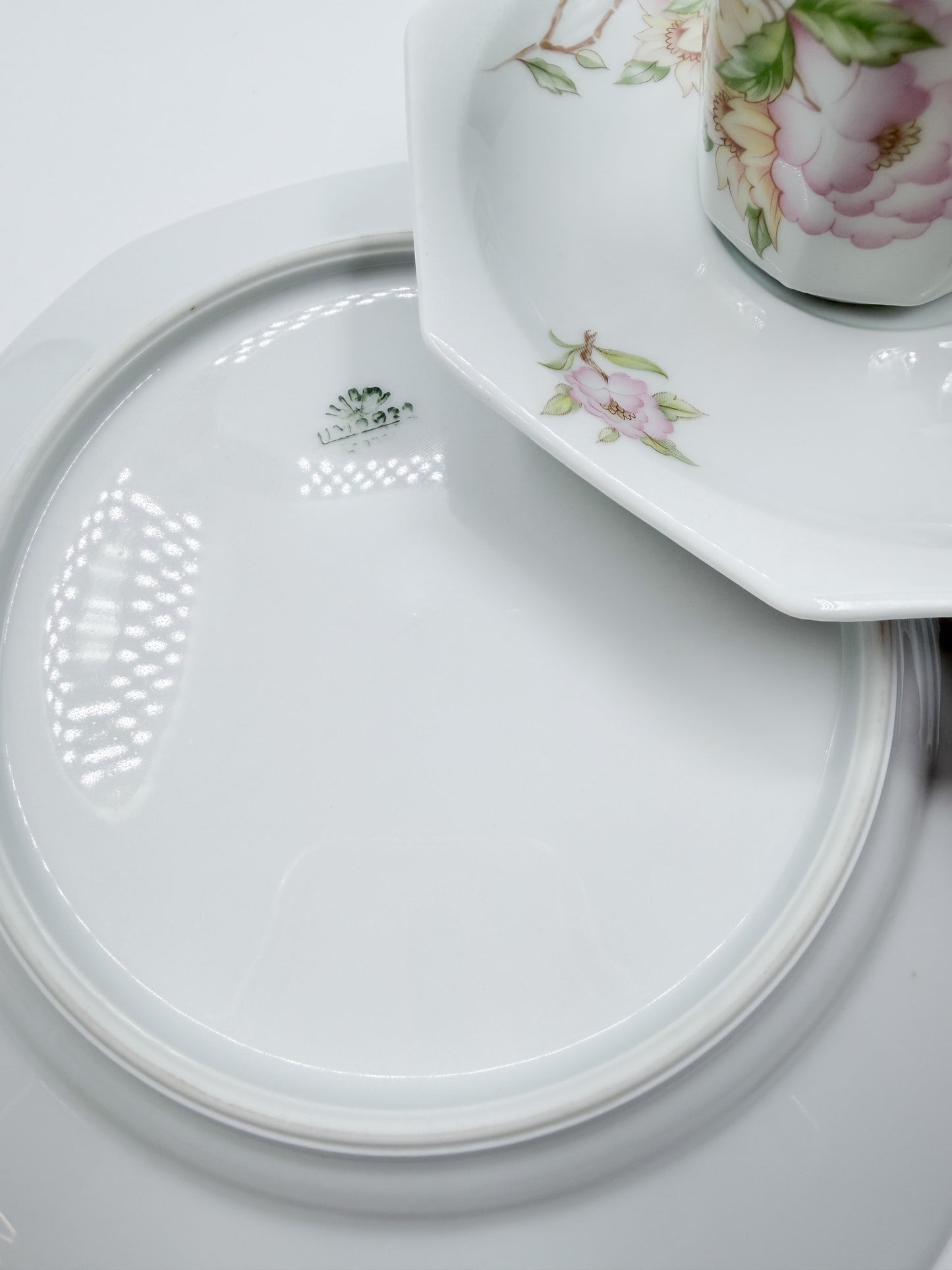 Limoges porseleinen koffiekopje, schoteltje en dessertbord