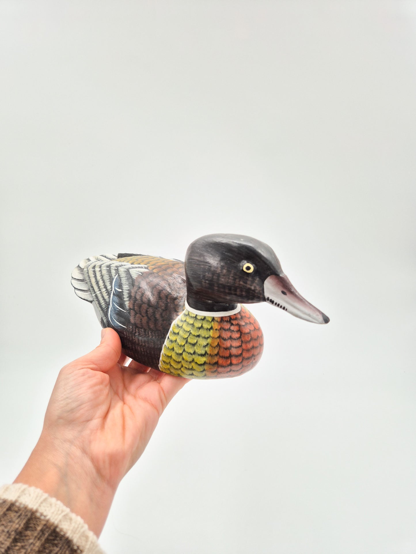 Vintage Hand Painted Wooden Duck Figurine