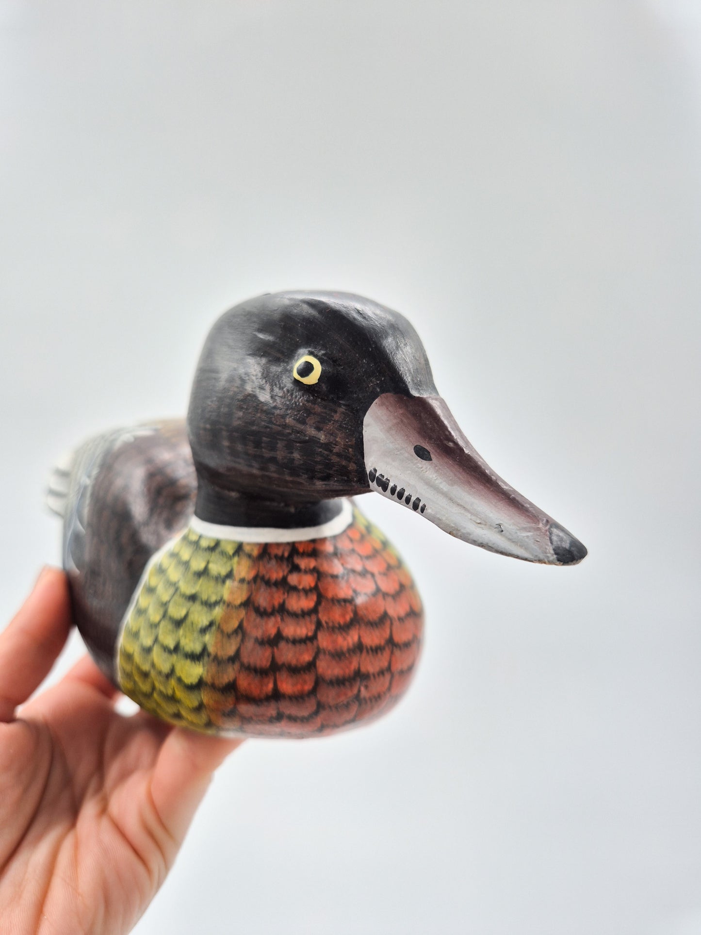 Vintage Hand Painted Wooden Duck Figurine