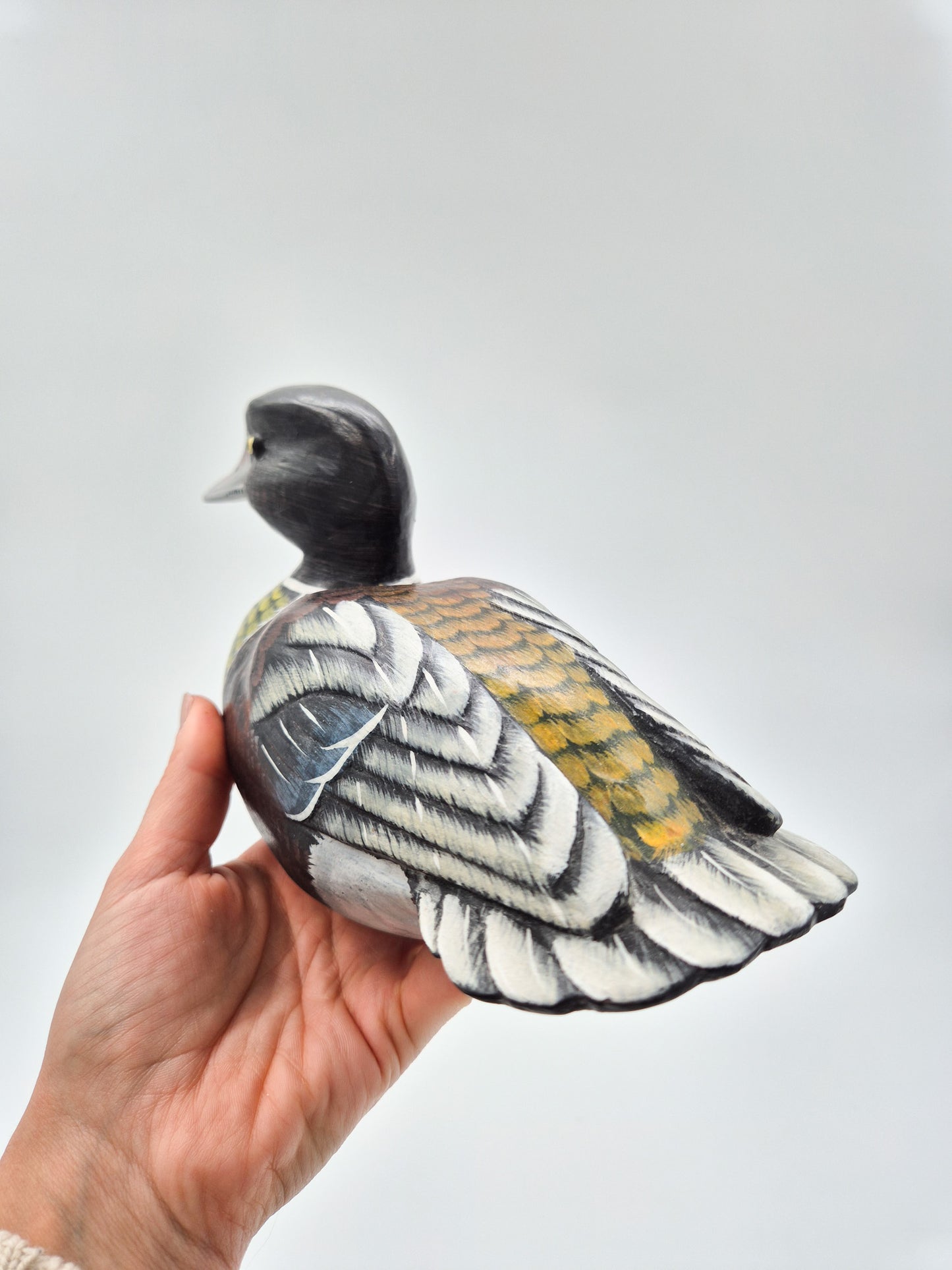 Vintage Hand Painted Wooden Duck Figurine