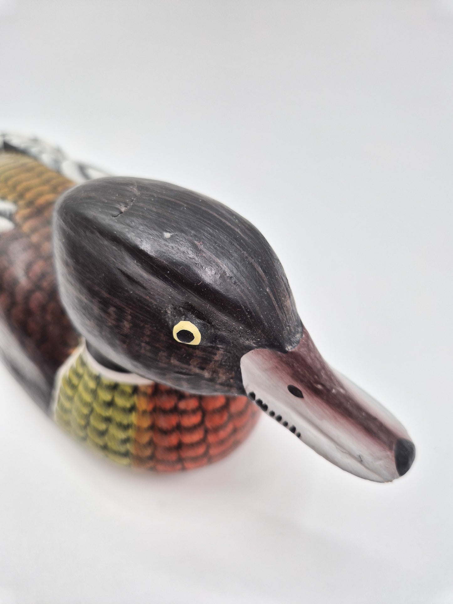 Vintage Hand Painted Wooden Duck Figurine