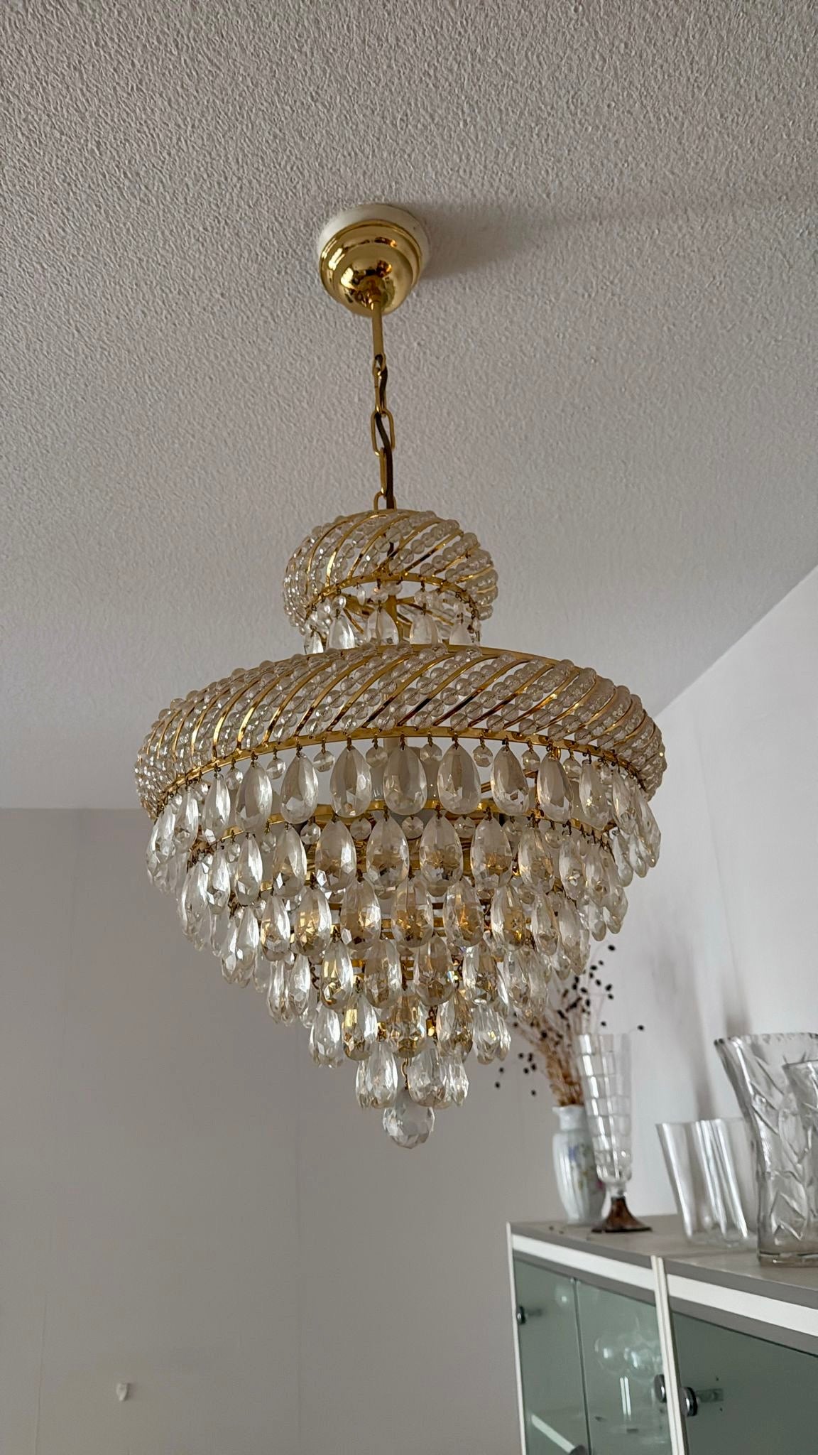 Vintage Gold Prism Chandelier Ceiling Light
