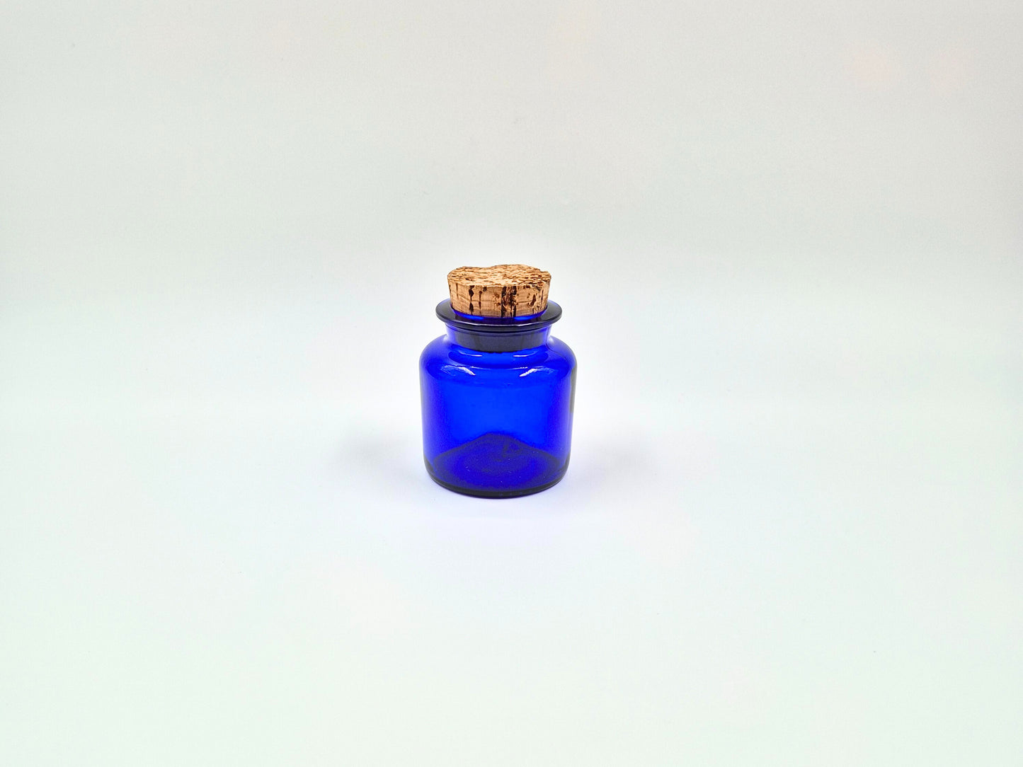 Vintage Riihimäen Lasi Blue Glass Jar with Cork – Small Finnish Storage Jar
