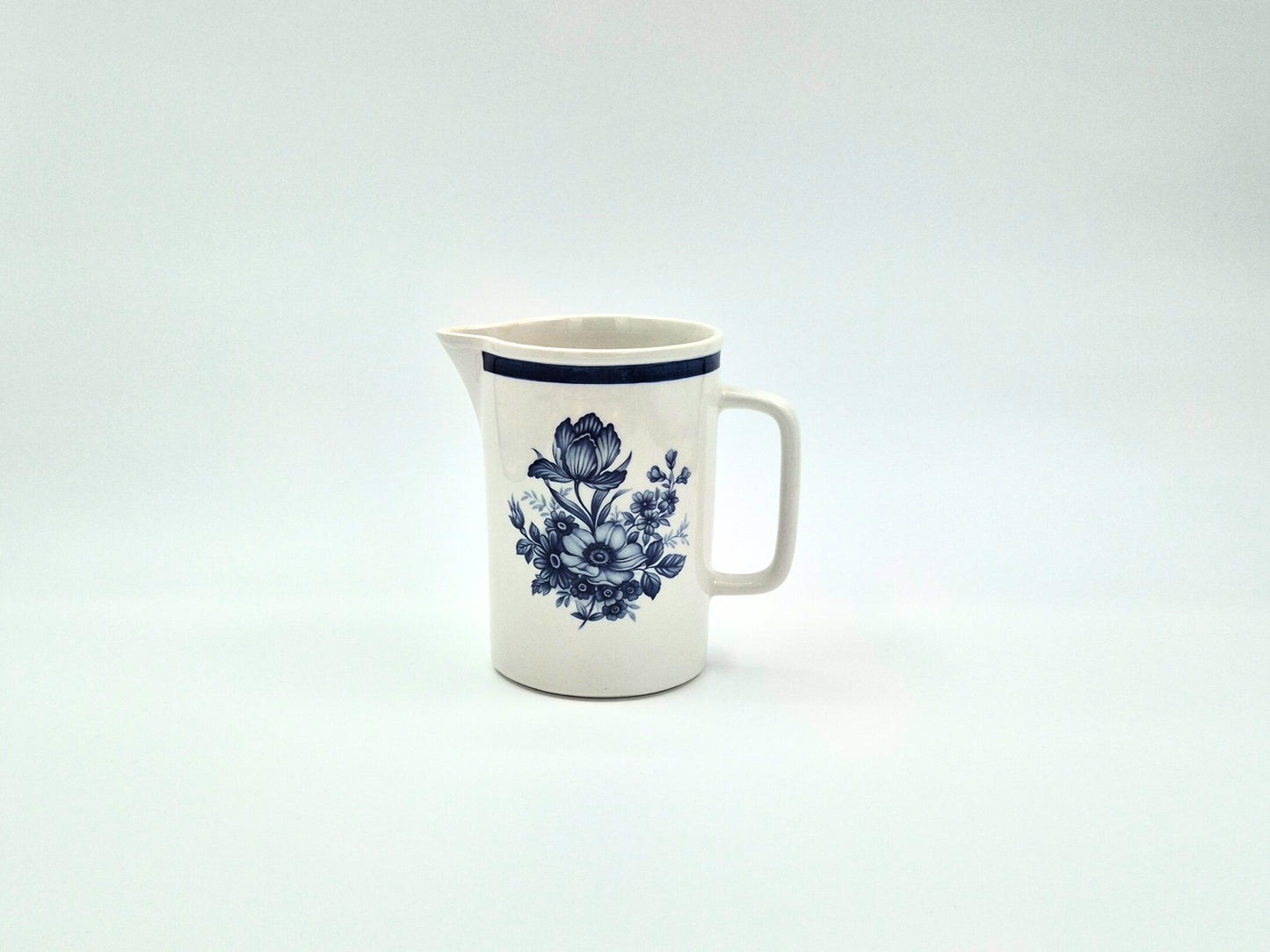 Vintage Upsala-Ekeby Gefle “Anemone” Pitcher – Blue Floral Jug – Sweden 1970s