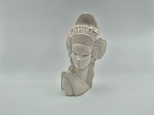 Vintage Balinese Style Bust Sculpture – Hand-Carved, Signed “SUOMI”