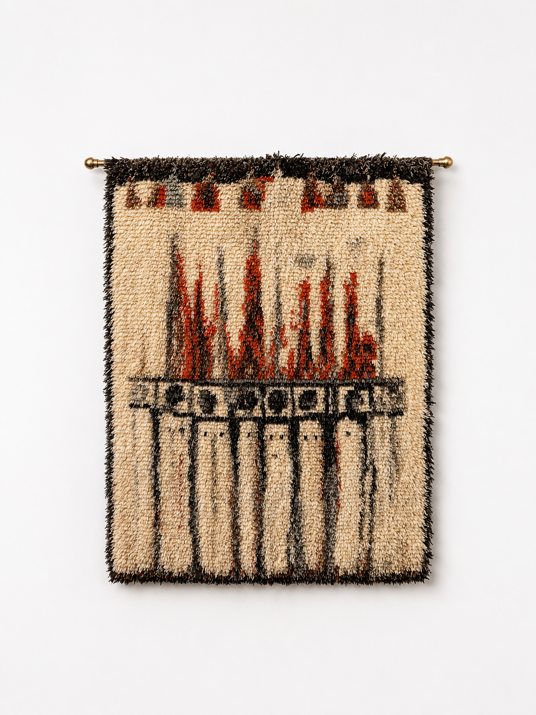 Vintage Leena-Kaisa Halme "Jääpuikkoja" Ryijy Wall Hanging Rug 120x165 cm Finnish Mid Century Textile Art
