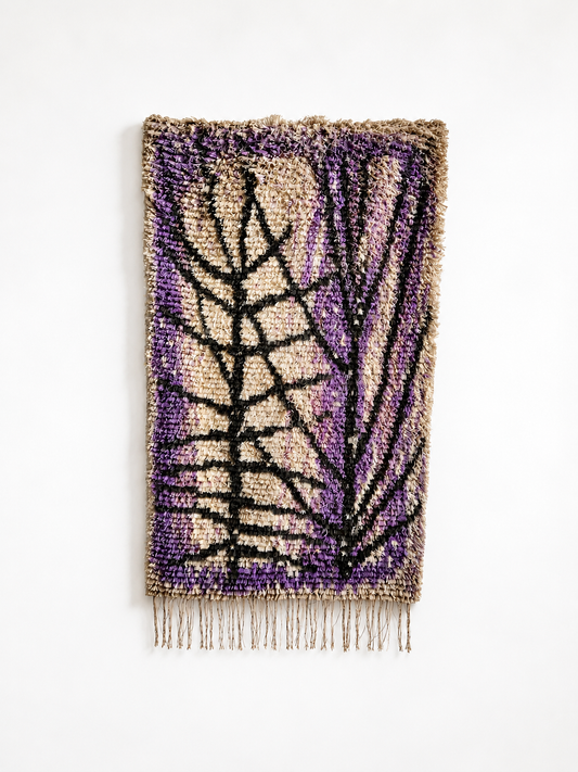 Vintage Finnish Ryijy Wall Hanging "Tammikuu" by Aappo Härkönen – Handwoven Wool Textile Art – Scandinavian Mid-Century Decor