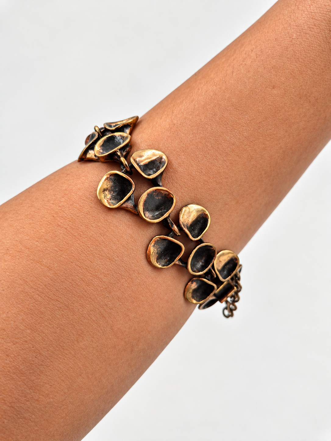 Hannu Ikonen Jäkälä Bronze Bracelet, Valo-Koru Finland, Vintage 1970s Finnish Jewelry, Scandinavian Modernist Bracelet