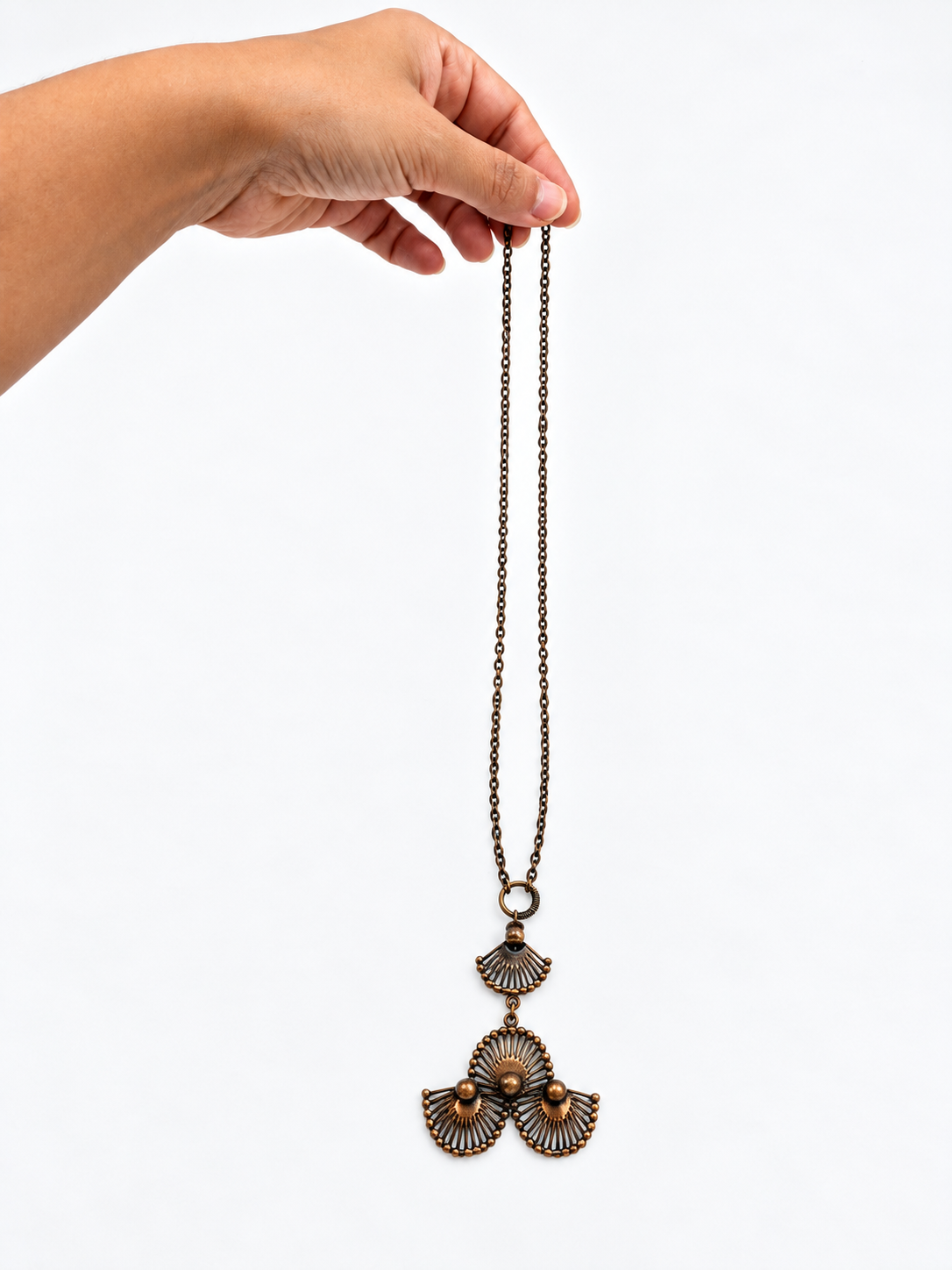 Pentti Sarpaneva Riikinkukko Bronze Necklace, Turun Hopea, Vintage Finnish Mid-Century Jewelry, Peacock Pendant
