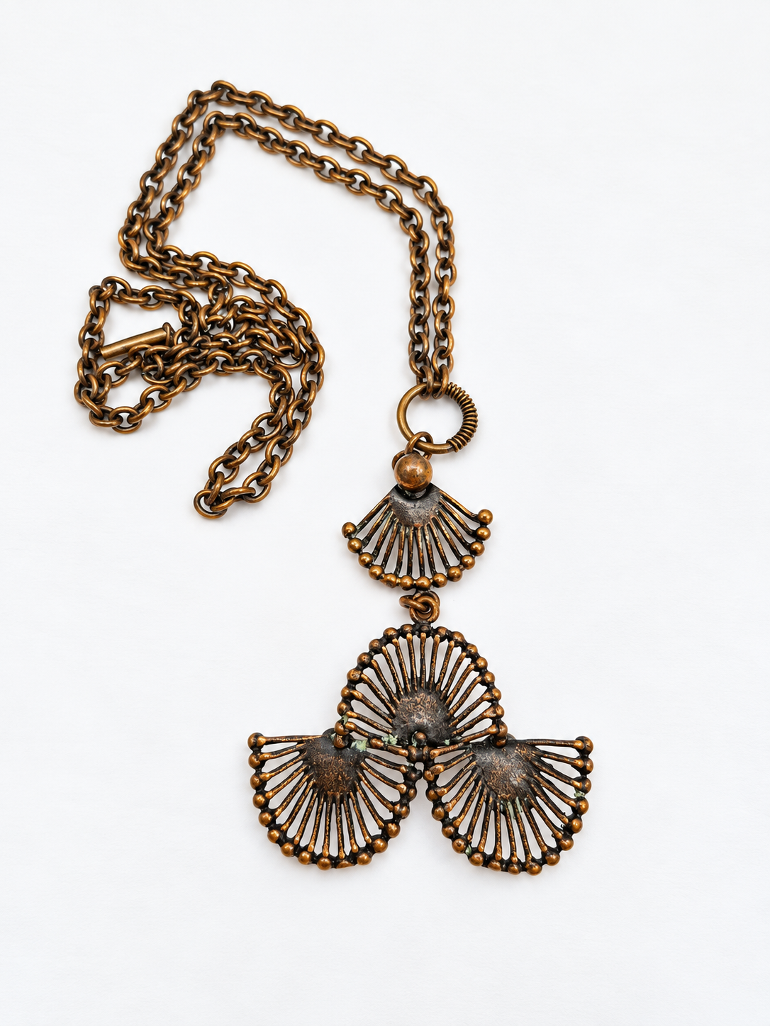 Pentti Sarpaneva Riikinkukko Bronze Necklace, Turun Hopea, Vintage Finnish Mid-Century Jewelry, Peacock Pendant