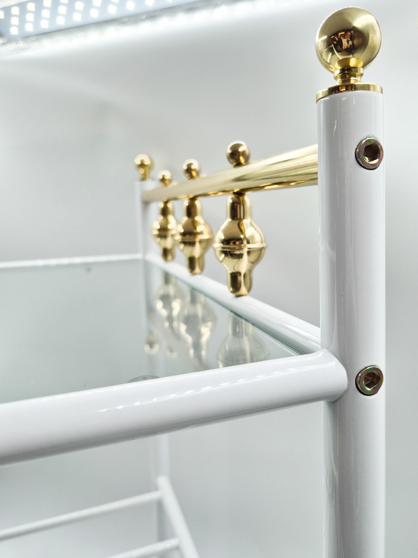 Vintage Finnish Side Tables (Pair), Glass & Metal with Brass Details