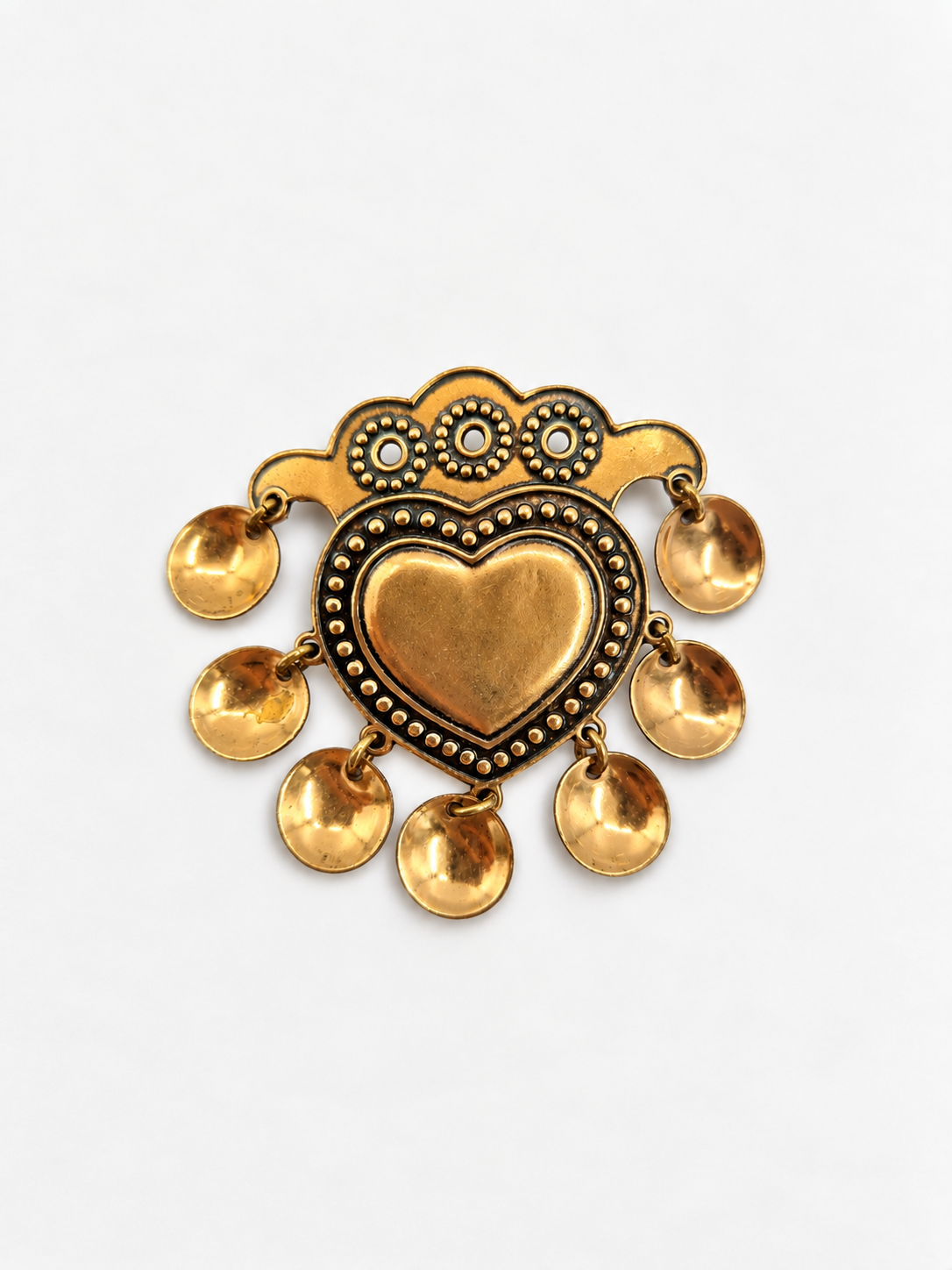 Kalevala Koru SALT-Sydän Bronze Brooch, Germund Paaer, Vintage Finnish Jewelry, 1970s