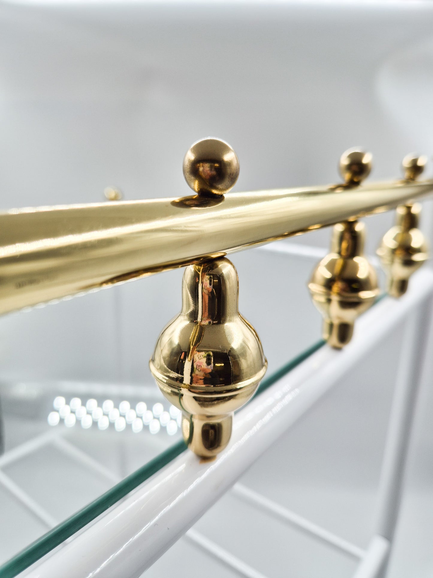 Vintage Finnish Side Tables (Pair), Glass & Metal with Brass Details